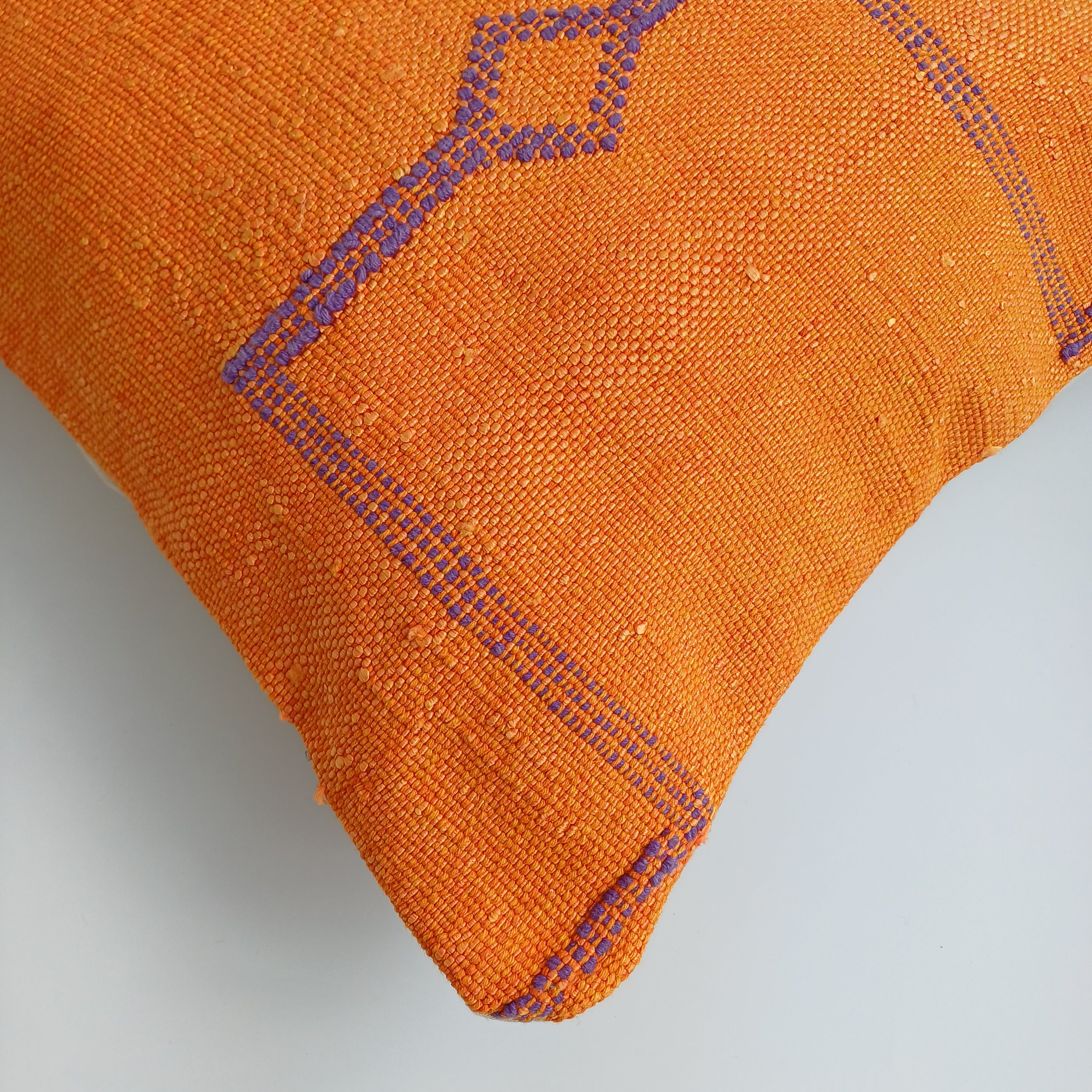 Moroccan Handmade Orange Cactus Silk Cushion Cover 16''x16'' / 40x40 CM