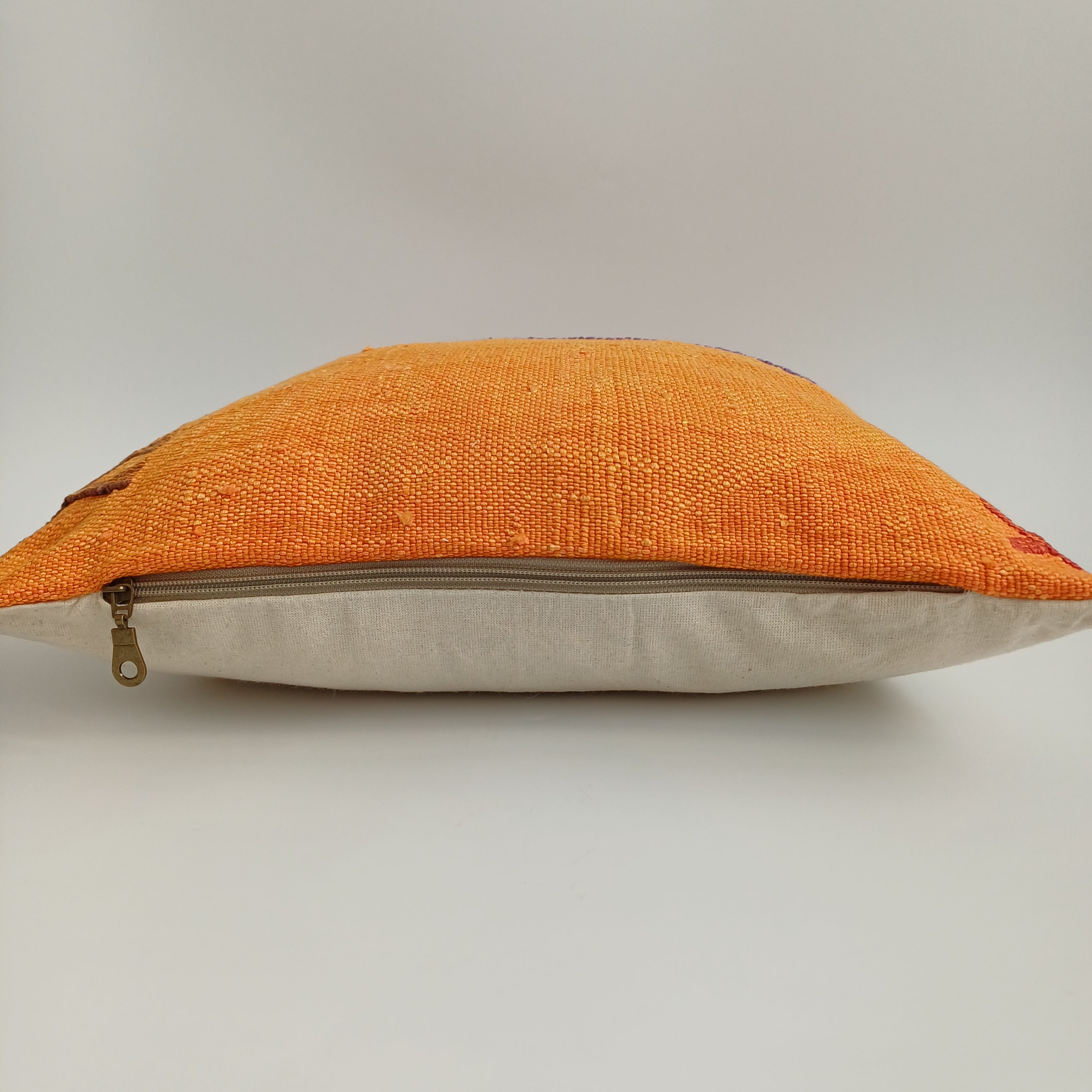 Moroccan Handmade Orange Cactus Silk Cushion Cover 16''x16'' / 40x40 CM