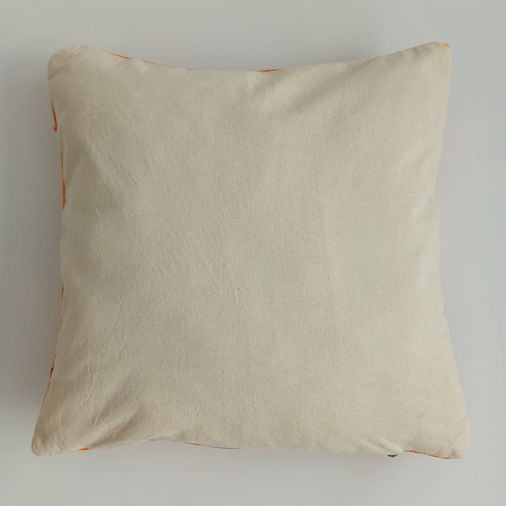 Moroccan Handmade Orange Cactus Silk Cushion Cover 16''x16'' / 40x40 CM