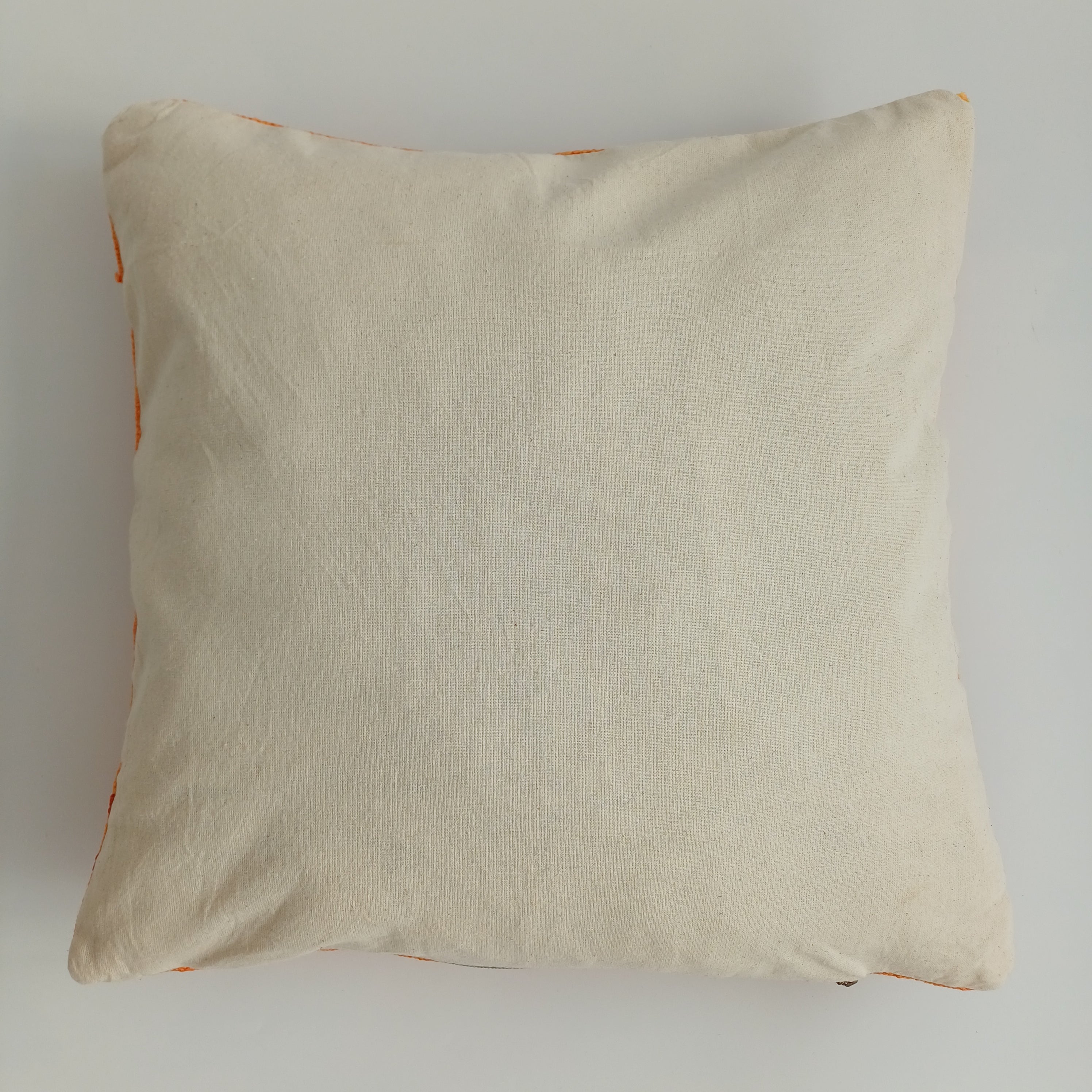 Moroccan Handmade Orange Cactus Silk Cushion Cover 16''x16'' / 40x40 CM