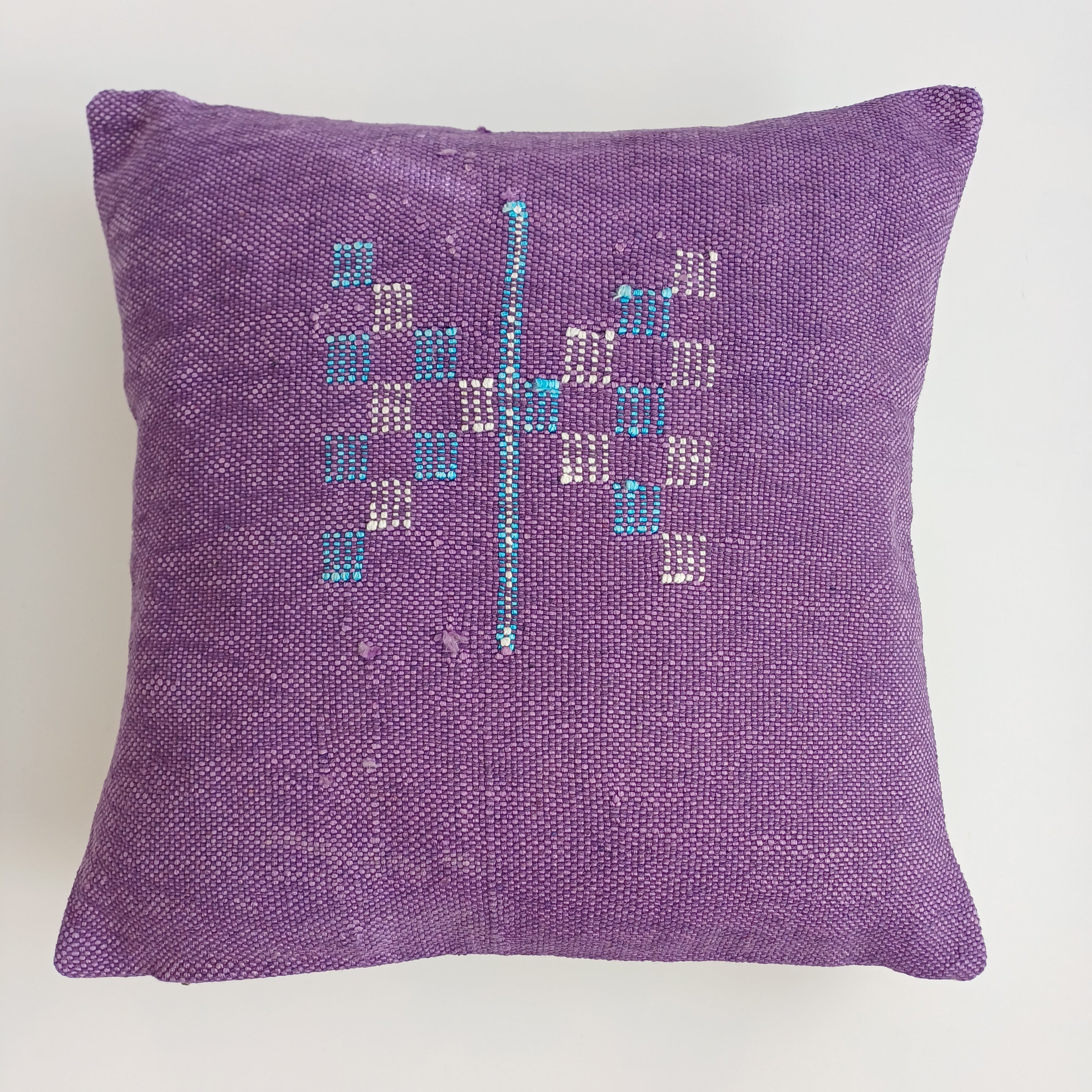 Moroccan Handmade Purple Cactus Silk Cushion Cover 16''x16'' / 40x40 CM