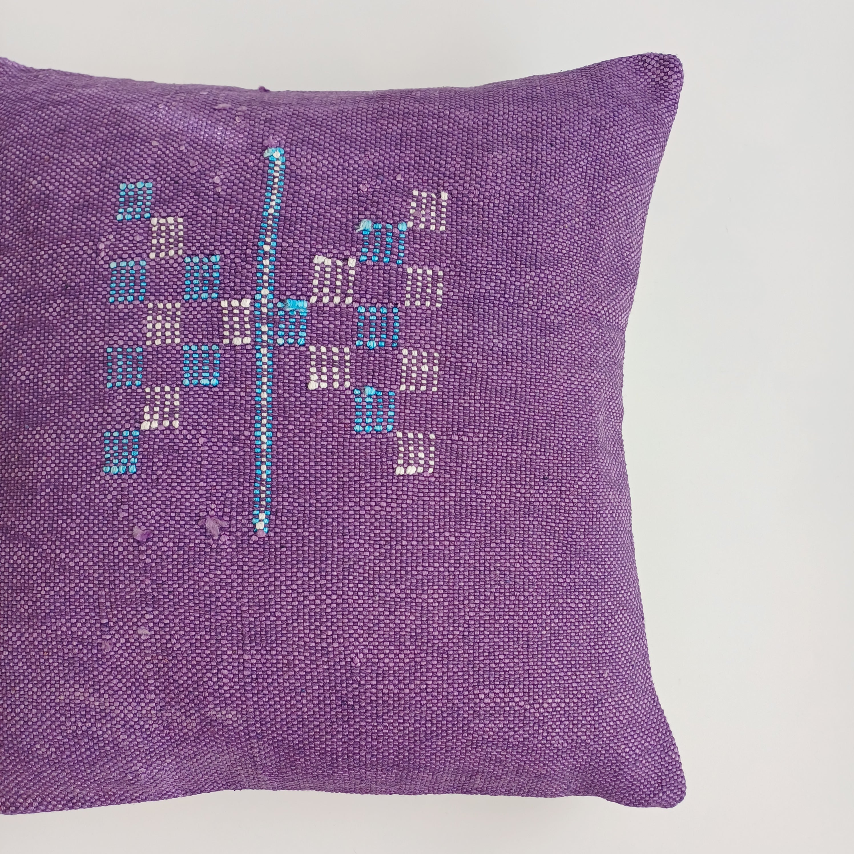 Moroccan Handmade Purple Cactus Silk Cushion Cover 16''x16'' / 40x40 CM