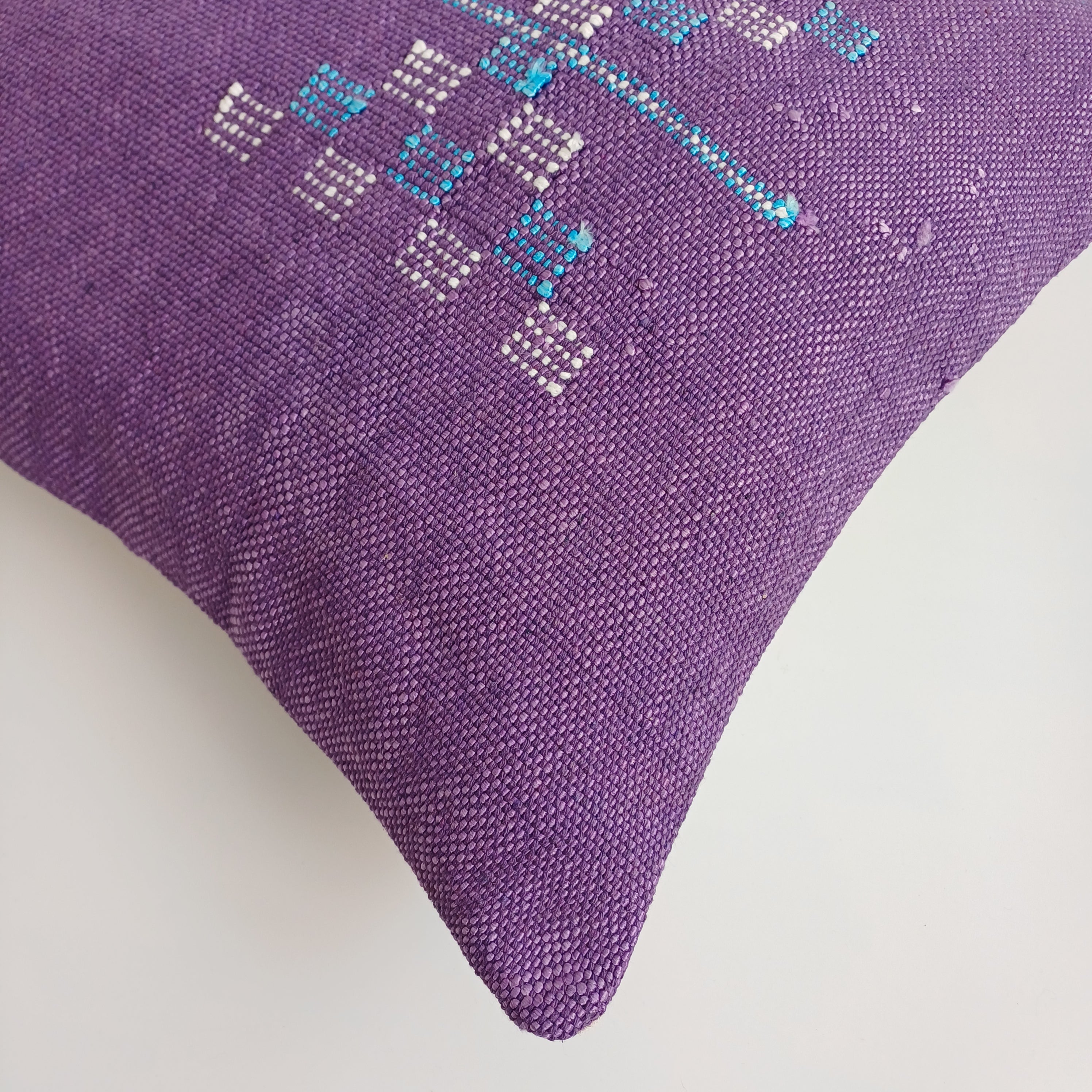 Moroccan Handmade Purple Cactus Silk Cushion Cover 16''x16'' / 40x40 CM