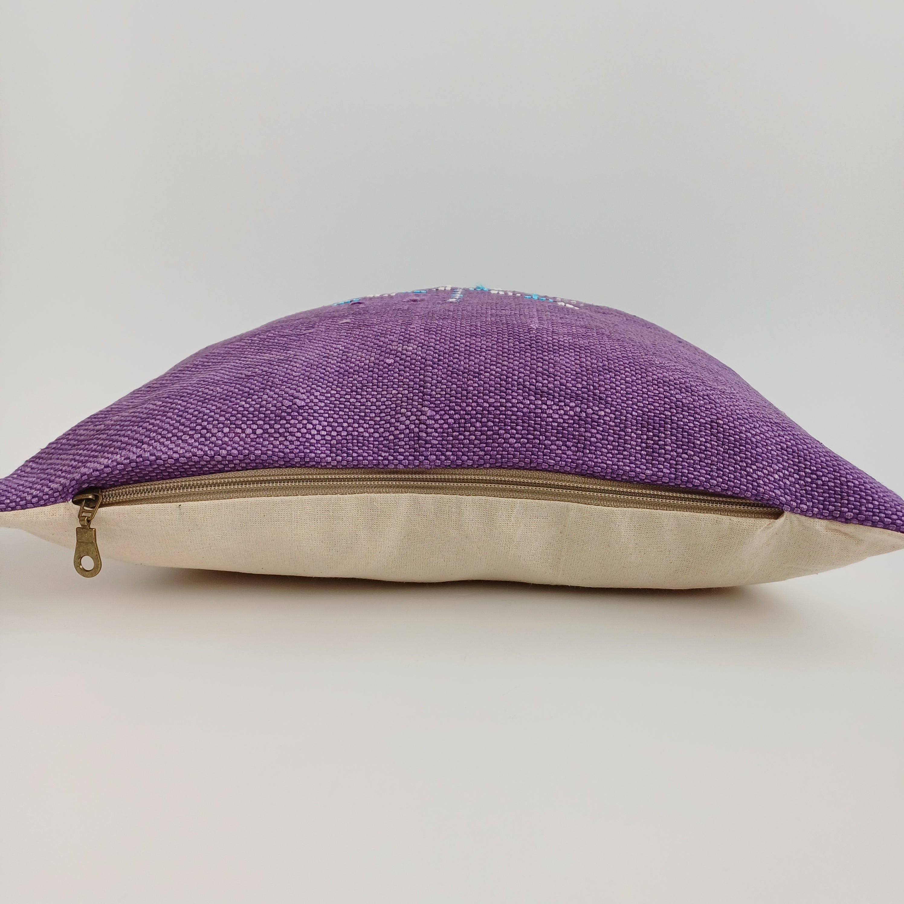 Moroccan Handmade Purple Cactus Silk Cushion Cover 16''x16'' / 40x40 CM