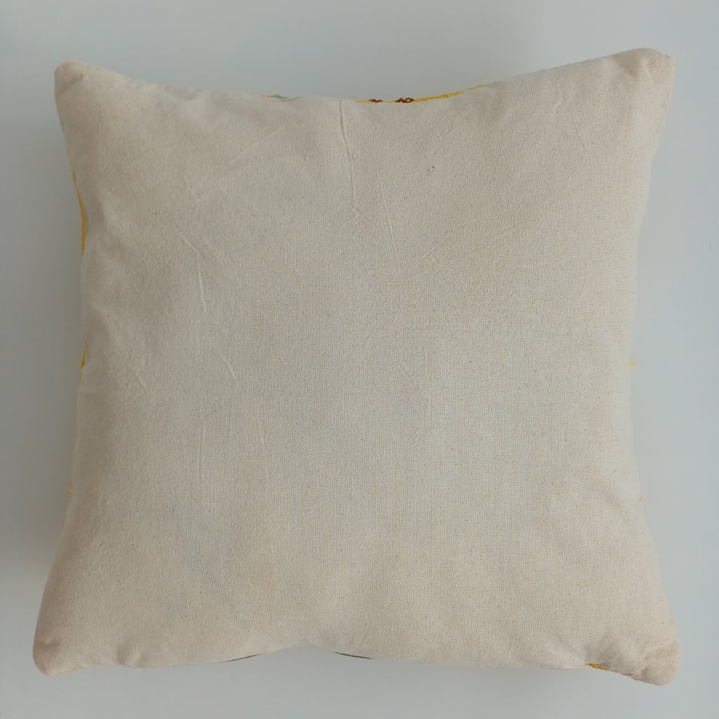 Moroccan Handmade Yellow Cactus Silk Cushion Cover 16''x16'' / 40x40 CM