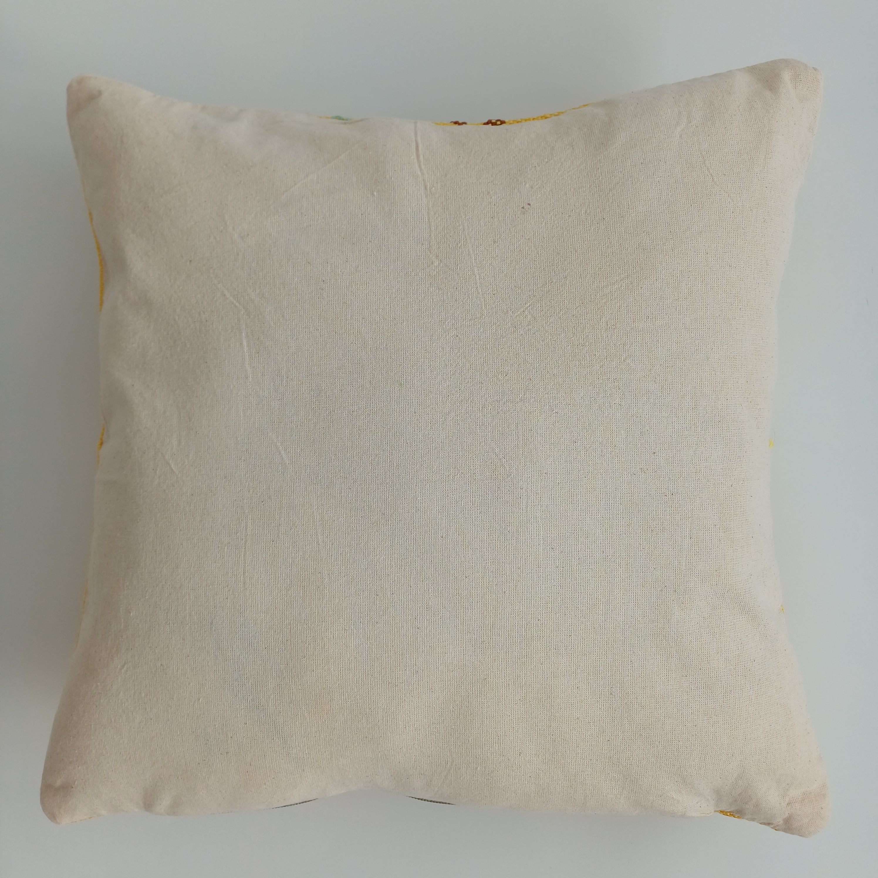 Moroccan Handmade Yellow Cactus Silk Cushion Cover 16''x16'' / 40x40 CM