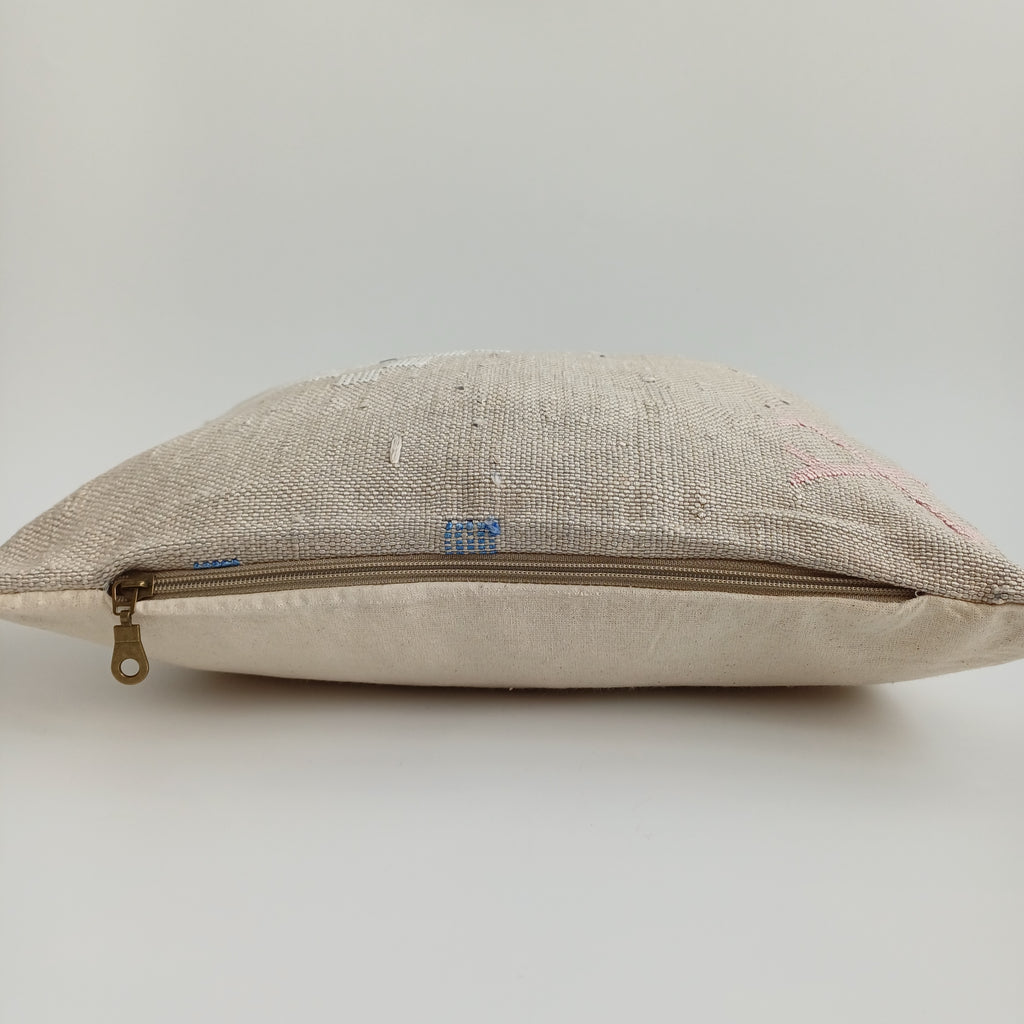 Moroccan Handmade Oatmeal Cactus Silk Cushion Cover 16''x16'' / 40x40 CM