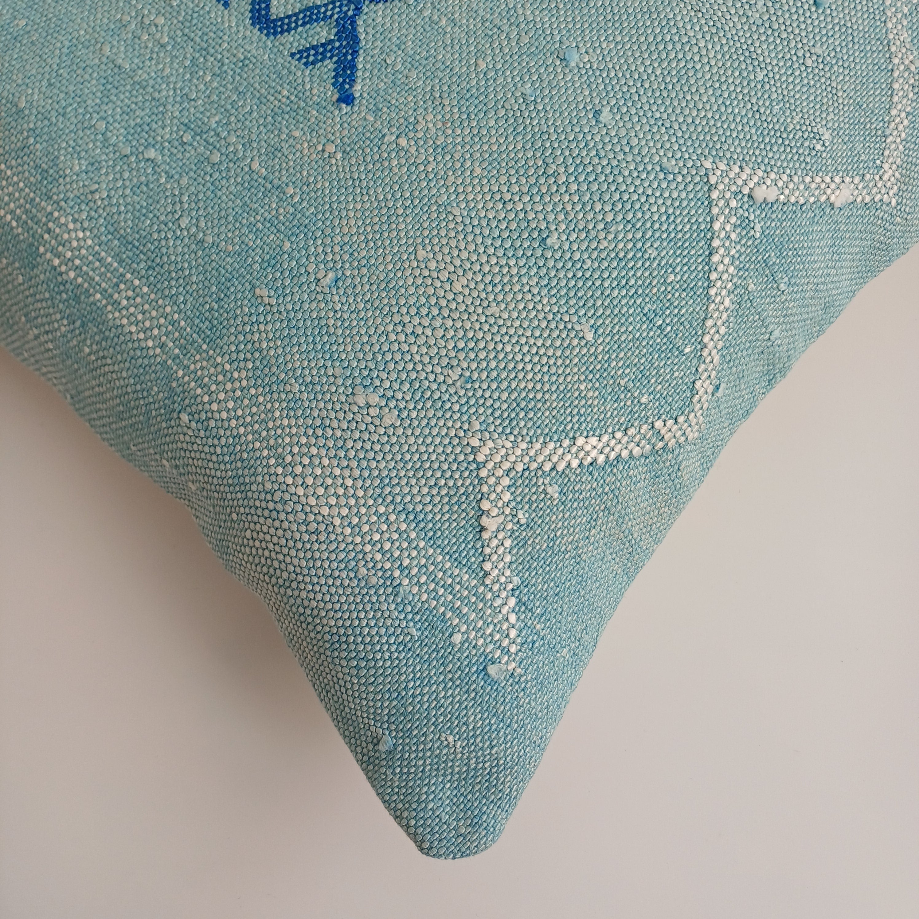 Moroccan Handmade Teal Blue Cactus Silk Cushion Cover 16''x16'' / 40x40 CM