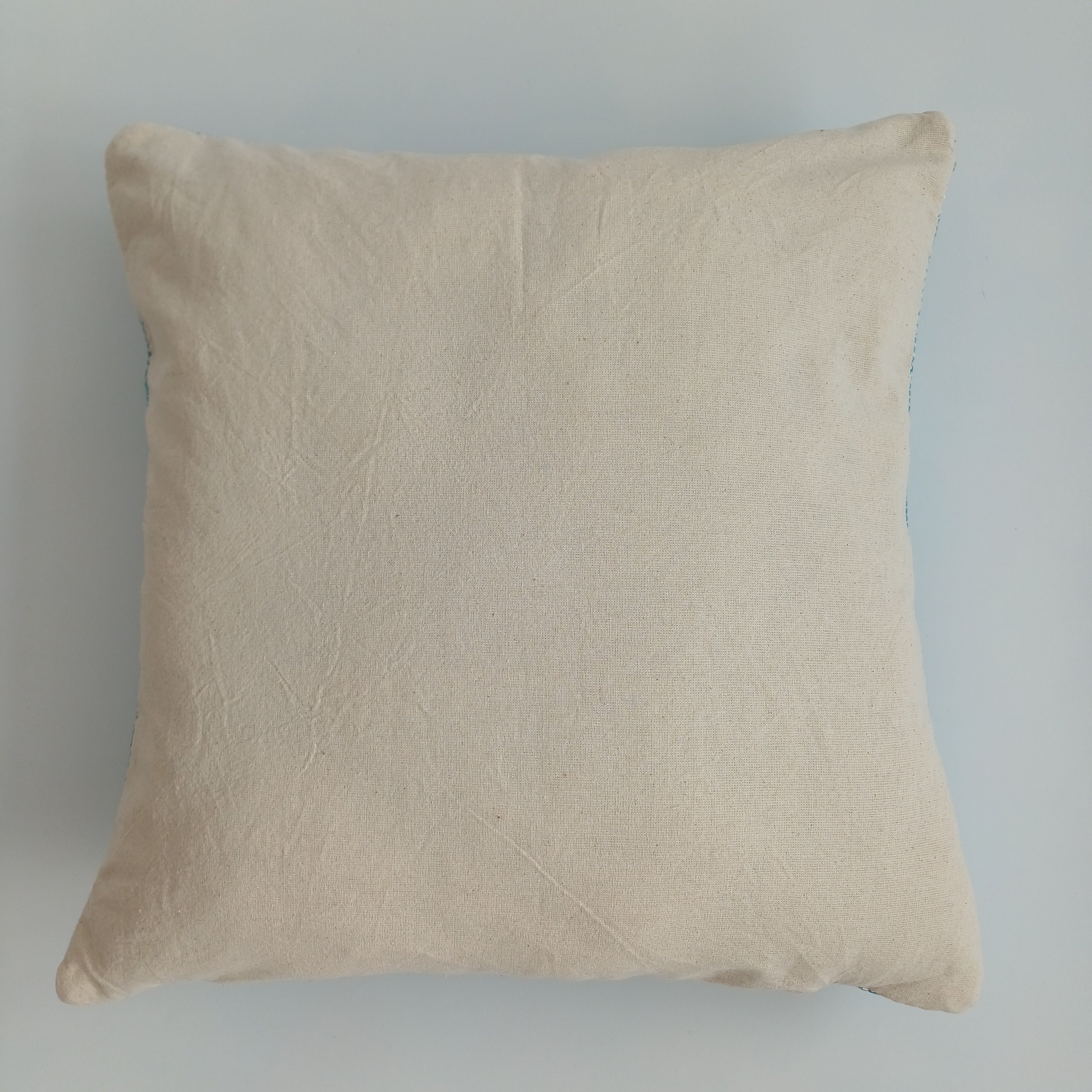 Moroccan Handmade Teal Blue Cactus Silk Cushion Cover 16''x16'' / 40x40 CM