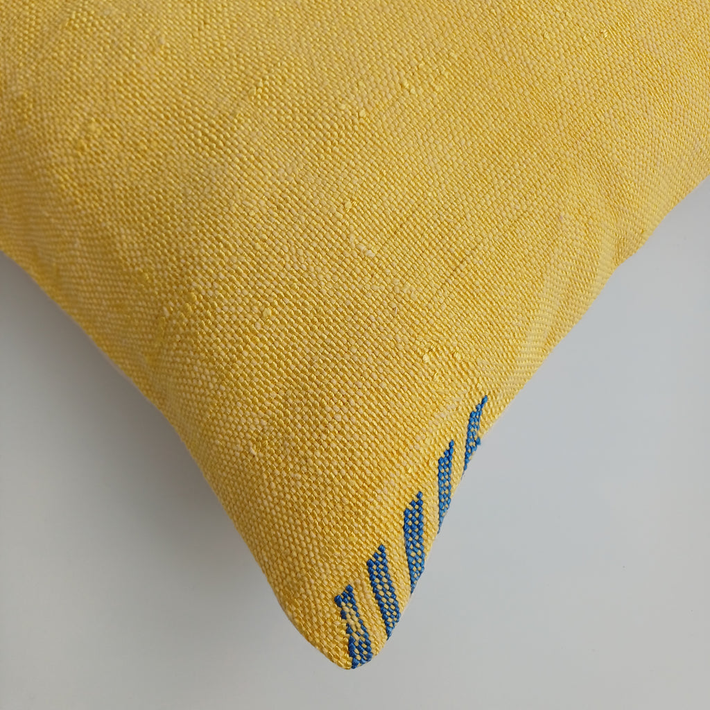Moroccan Handmade Yellow Cactus Silk Cushion Cover 16''x16'' / 40x40 CM