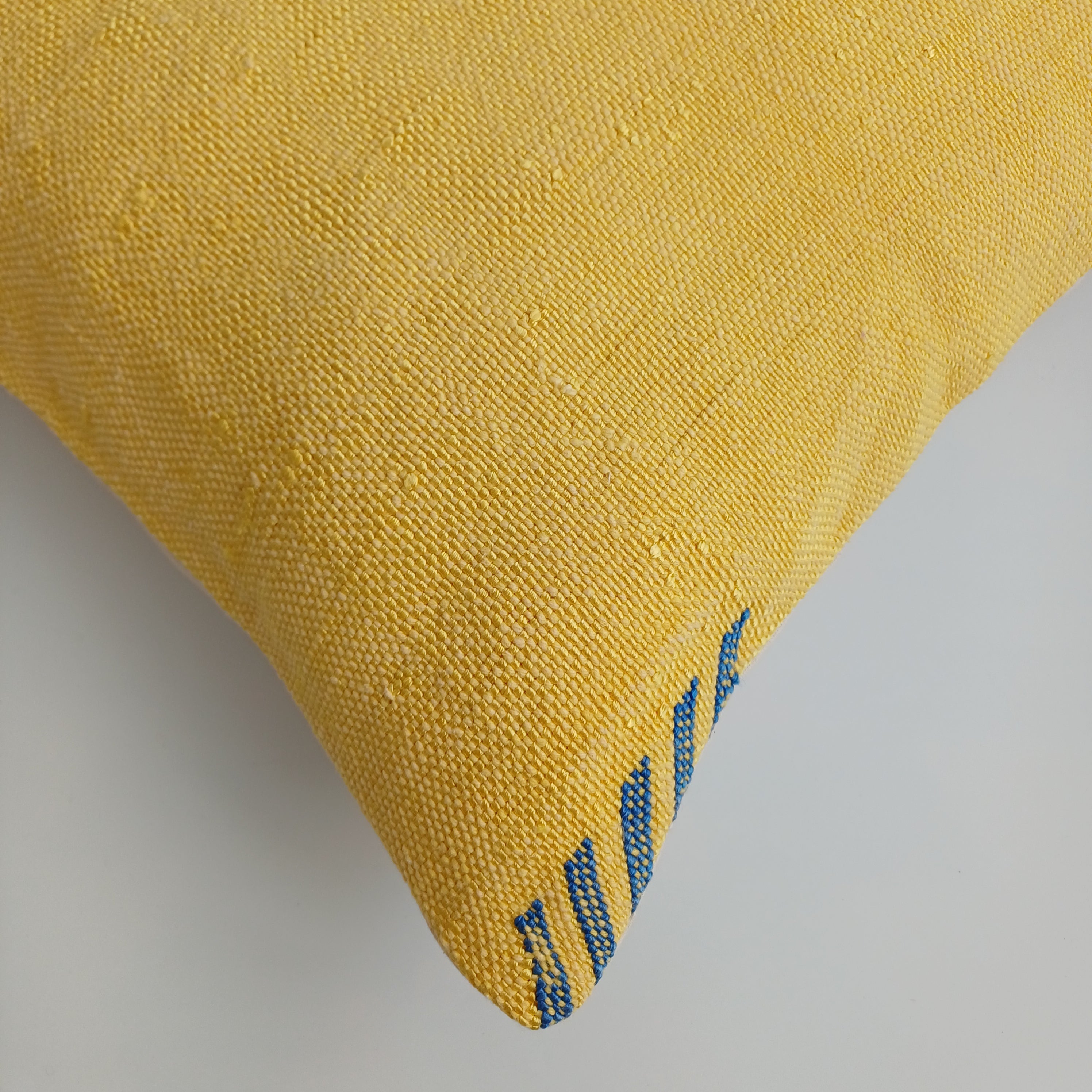 Moroccan Handmade Yellow Cactus Silk Cushion Cover 16''x16'' / 40x40 CM