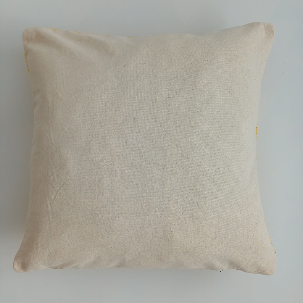 Moroccan Handmade Yellow Cactus Silk Cushion Cover 16''x16'' / 40x40 CM