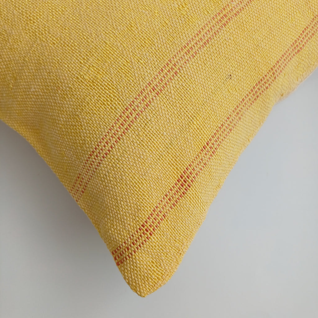Moroccan Handmade Yellow Cactus Silk Cushion Cover 16''x16'' / 40x40 CM