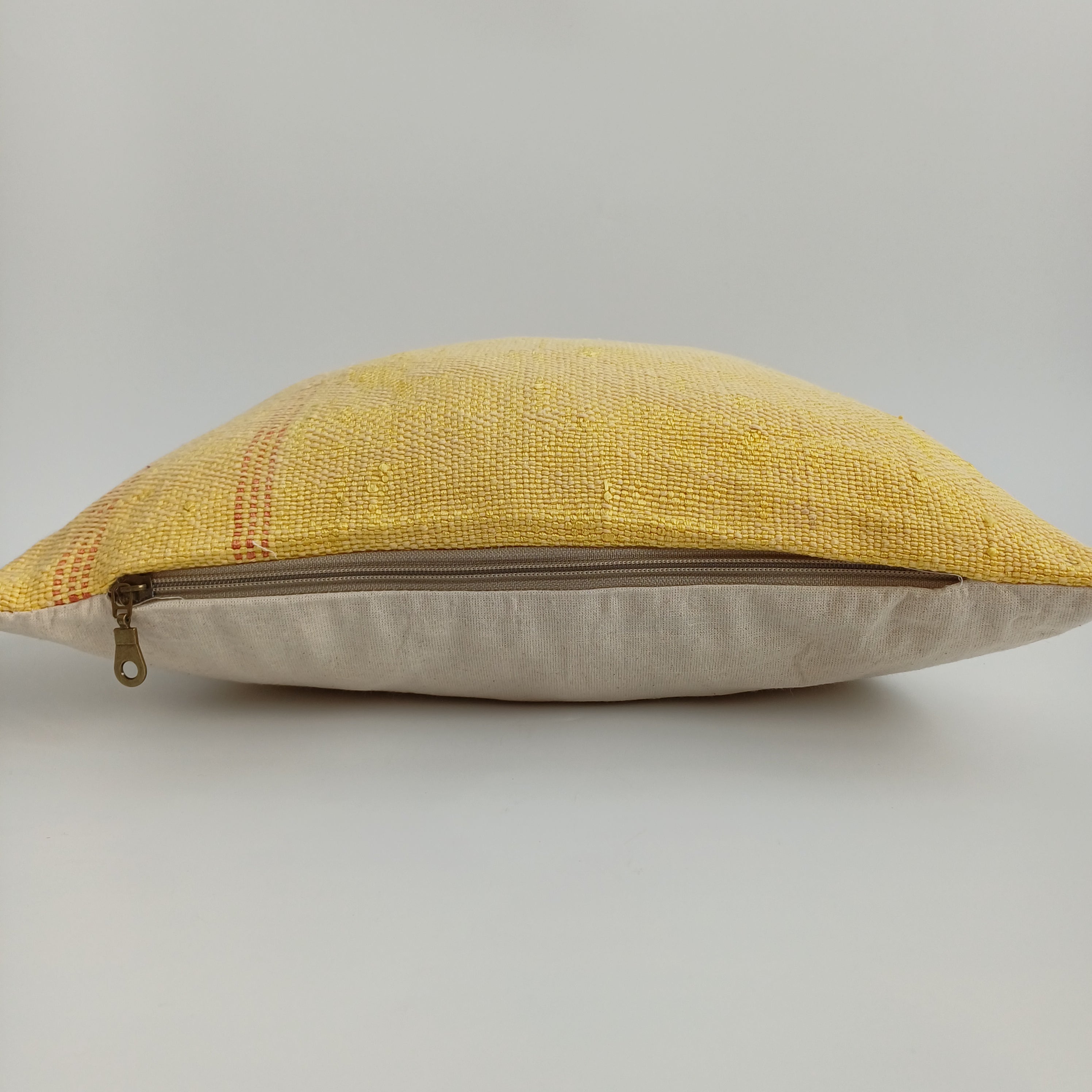 Moroccan Handmade Yellow Cactus Silk Cushion Cover 16''x16'' / 40x40 CM