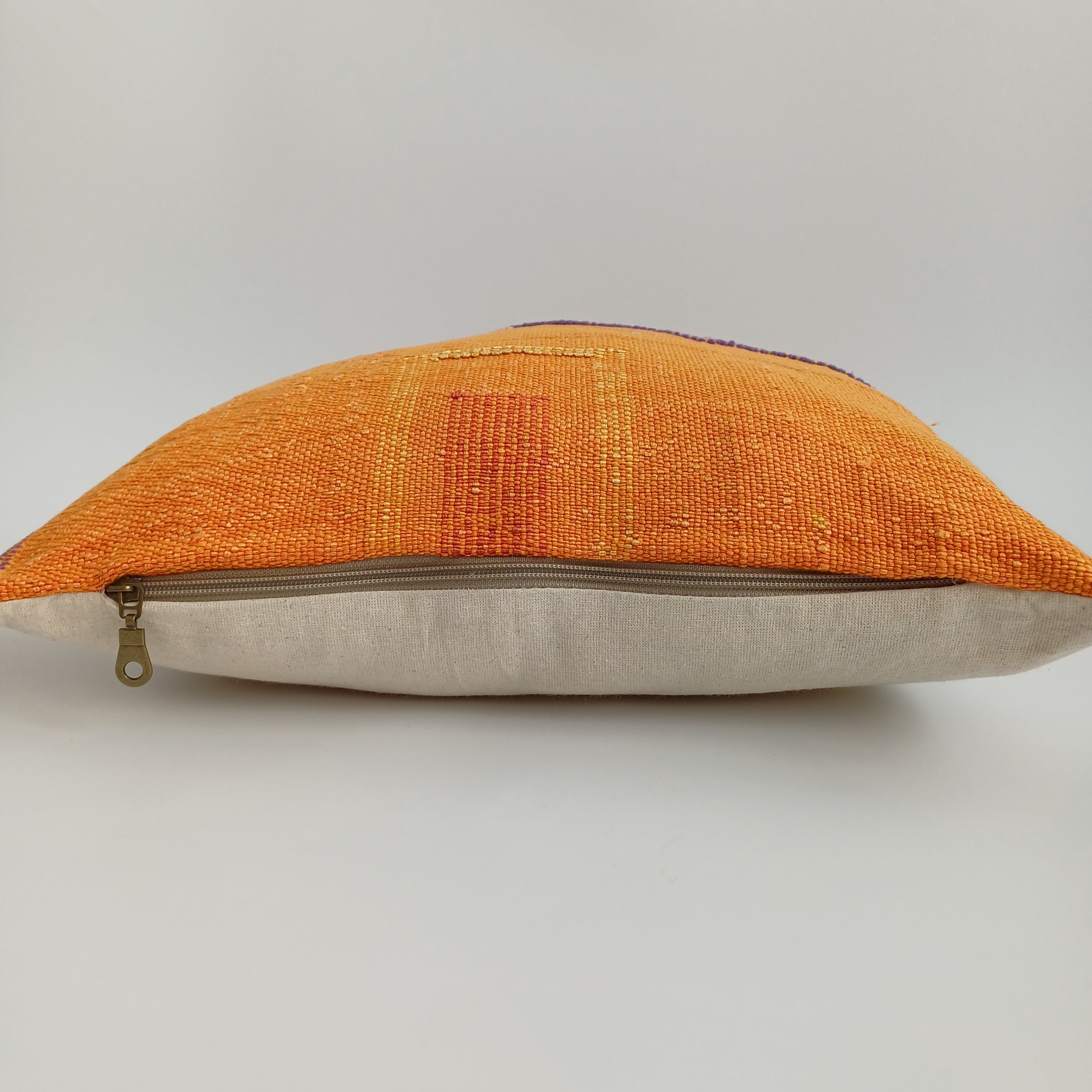 Moroccan Handmade Orange Cactus Silk Cushion Cover 16''x16'' / 40x40 CM