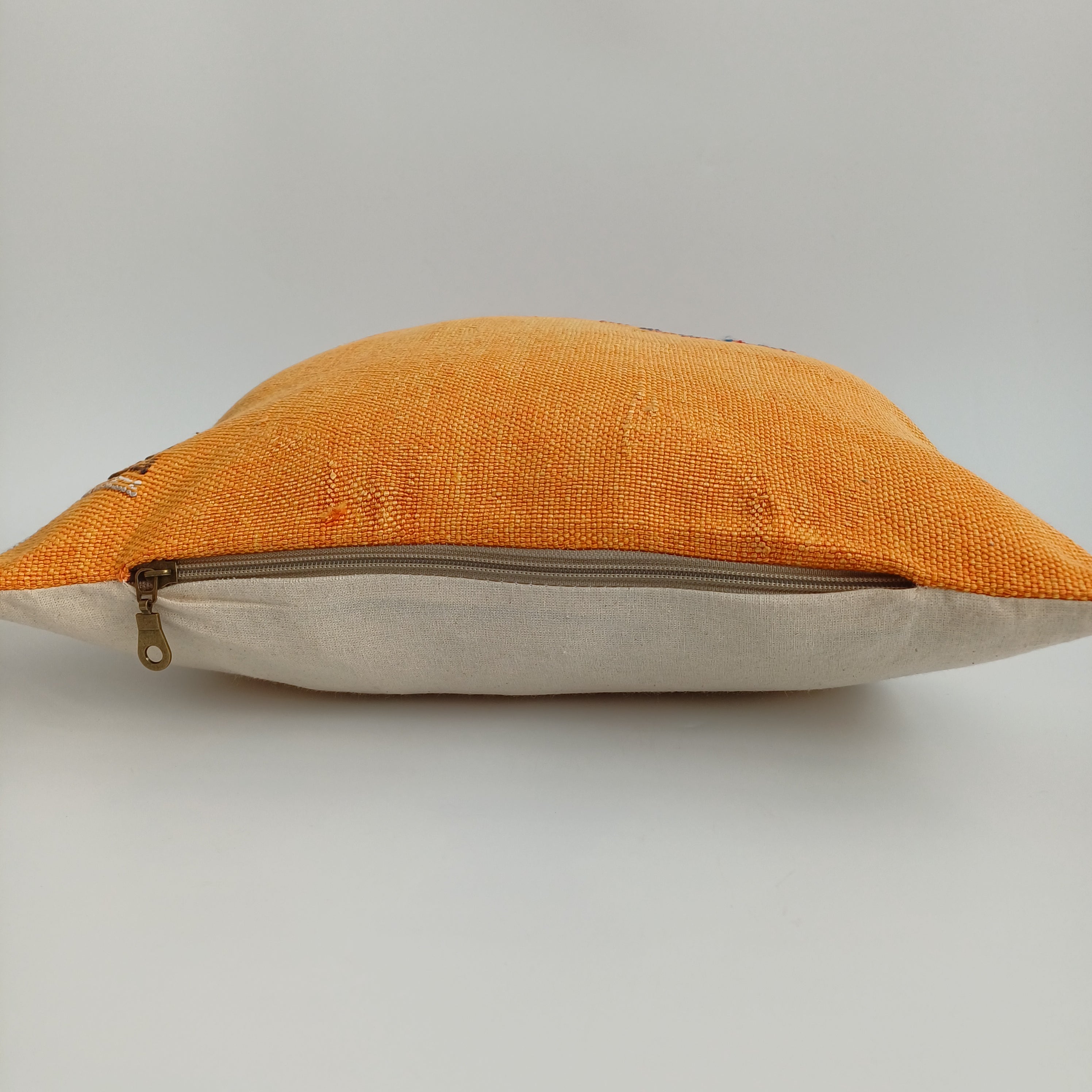 Moroccan Handmade Orange Cactus Silk Cushion Cover 16''x16'' / 40x40 CM