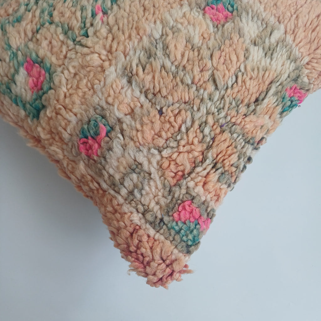 Moroccan Vintage Wool Multicoloured Cushion Cover 16''x16'' / 43x43 CM