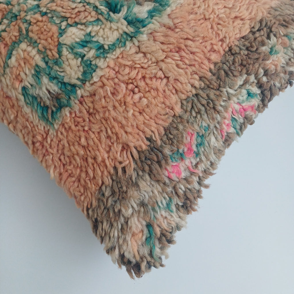 Moroccan Vintage Wool Multicoloured Cushion Cover 16''x16'' / 43x43 CM