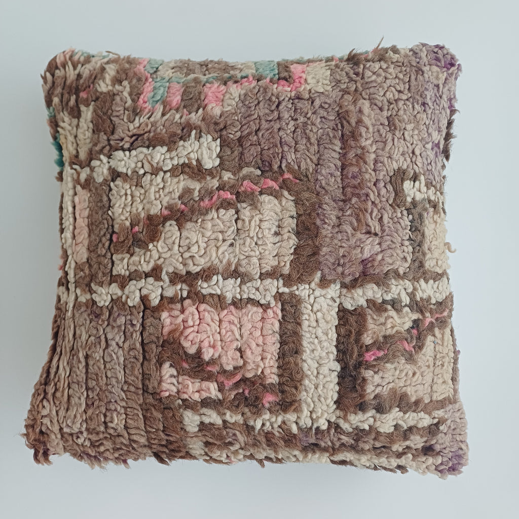 Moroccan Vintage Wool Multicoloured Cushion Cover 16''x16'' / 43x43 CM