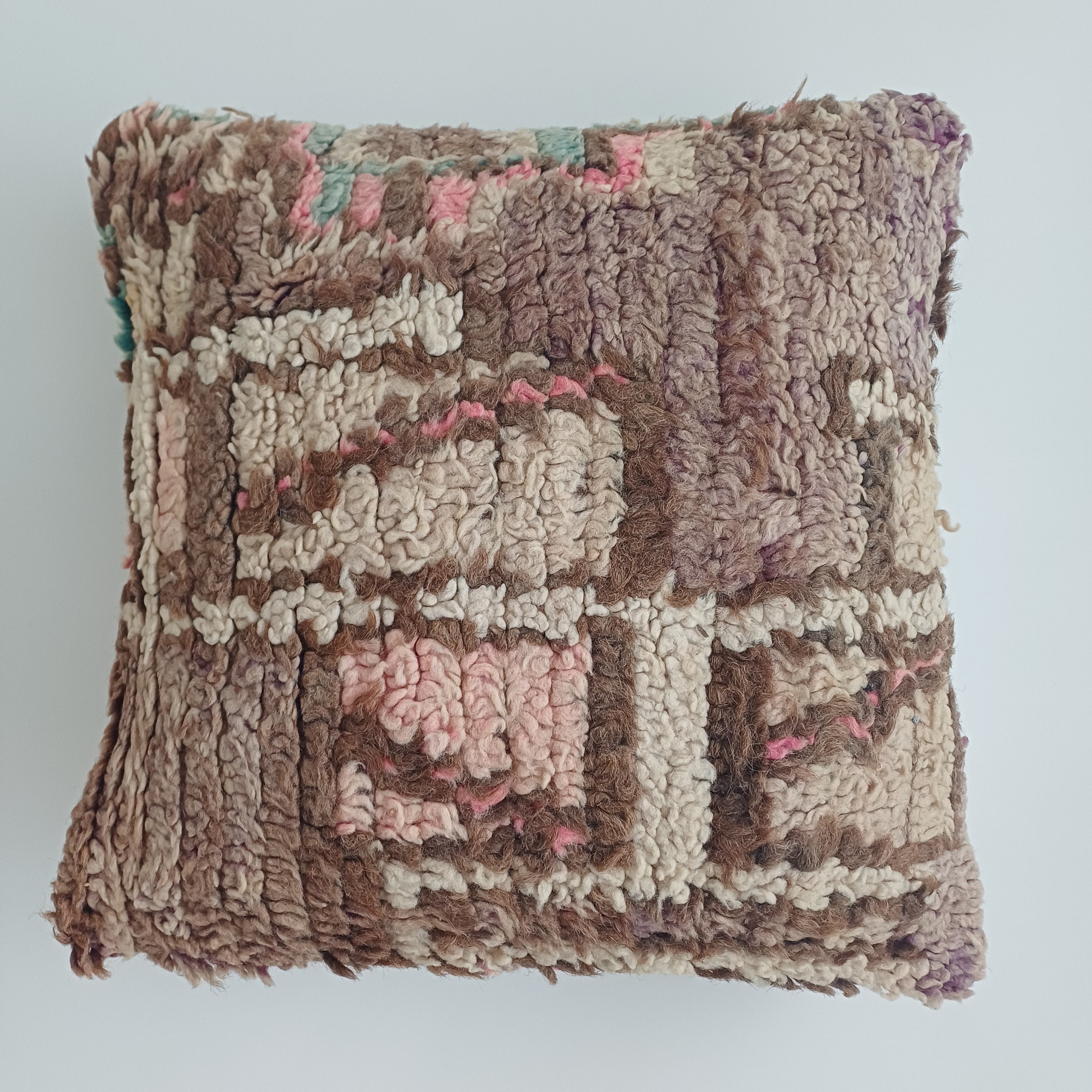 Moroccan Vintage Wool Multicoloured Cushion Cover 16''x16'' / 43x43 CM