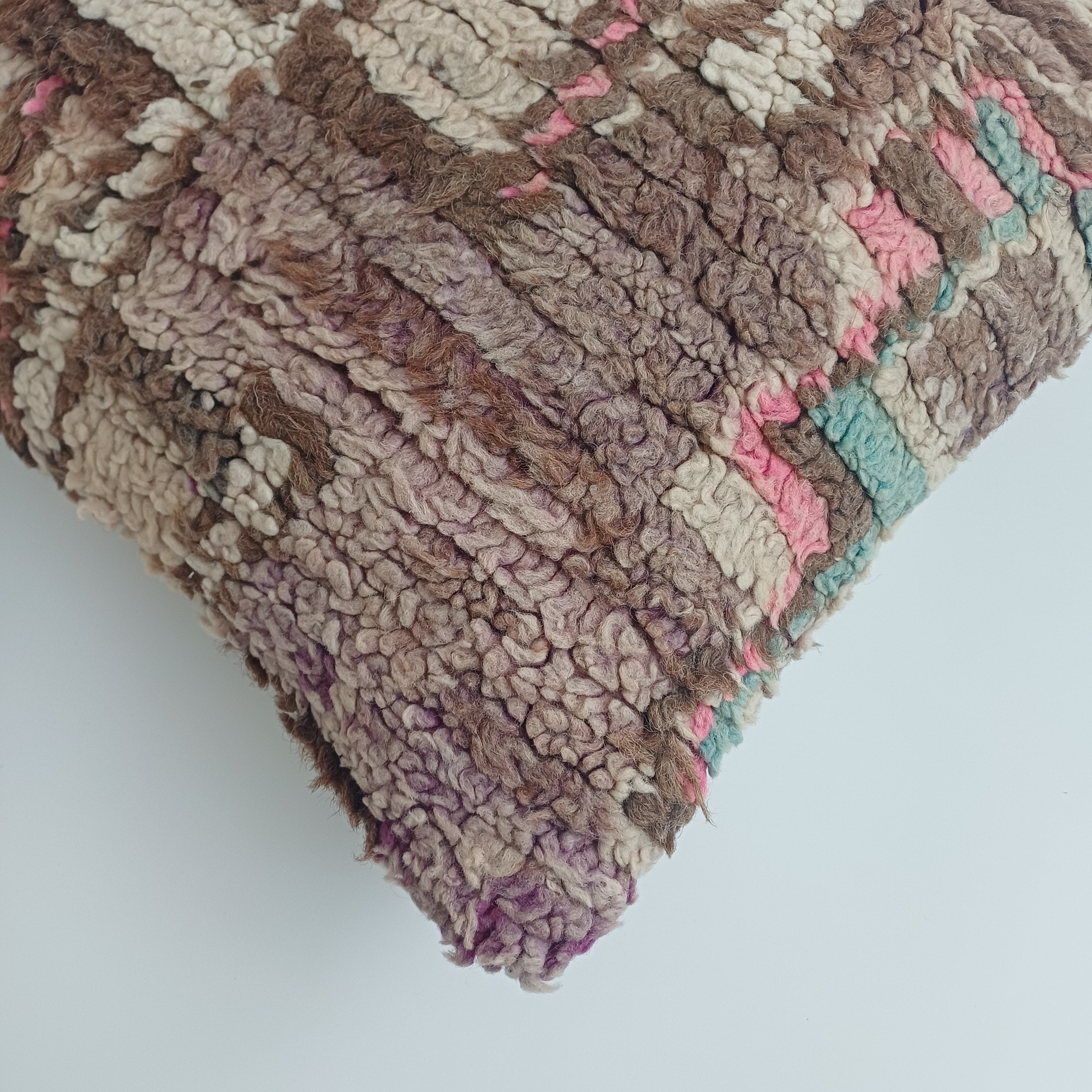 Moroccan Vintage Wool Multicoloured Cushion Cover 16''x16'' / 43x43 CM