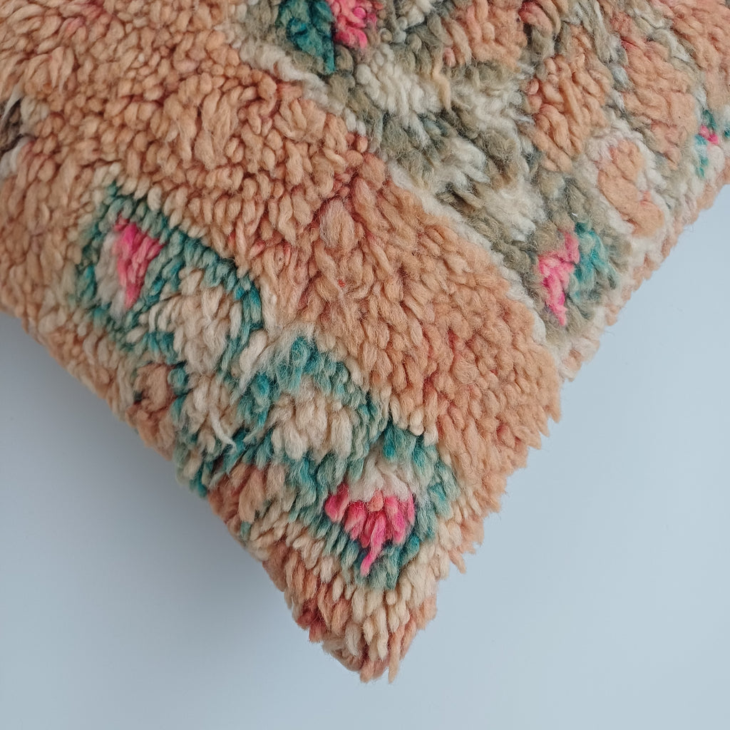Moroccan Vintage Wool Multicoloured Cushion Cover 16''x16'' / 43x43 CM