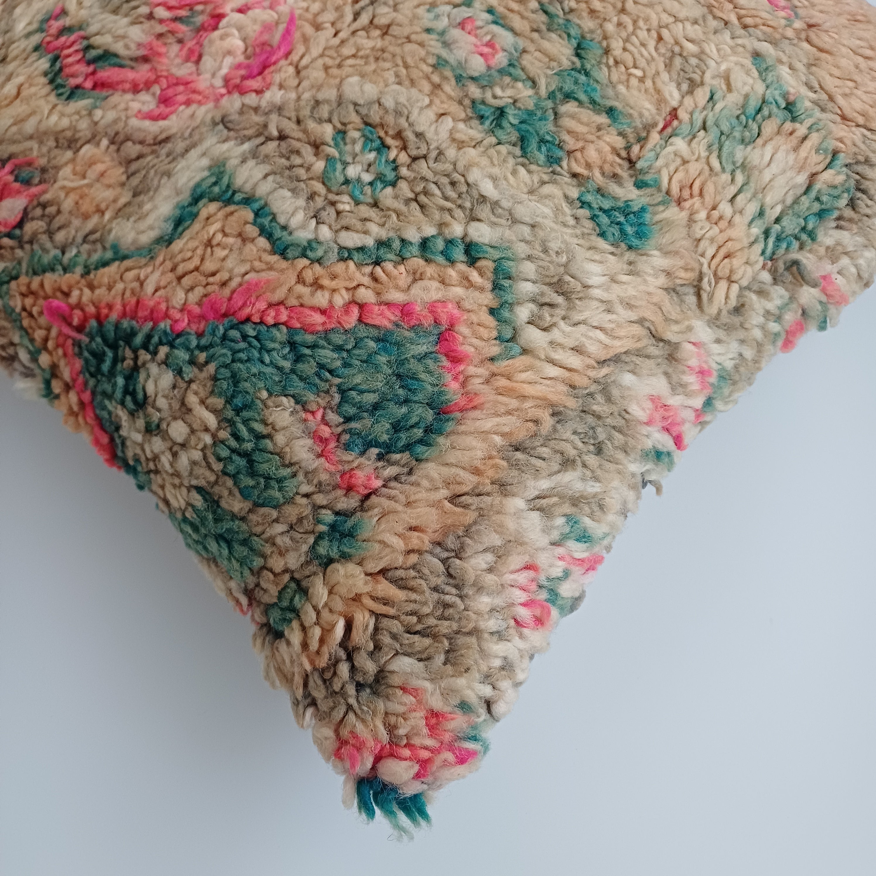 Moroccan Vintage Wool Multicoloured Cushion Cover 16''x16'' / 43x43 CM