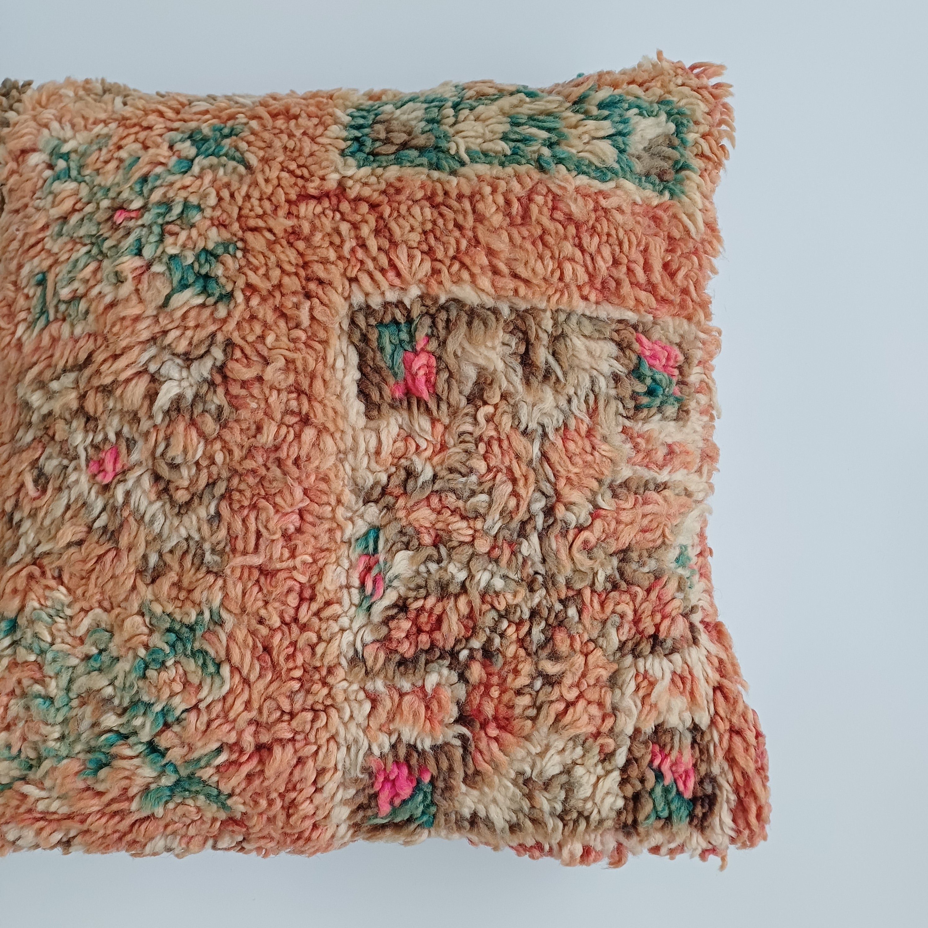 Moroccan Vintage Wool Multicoloured Cushion Cover 16''x16'' / 43x43 CM