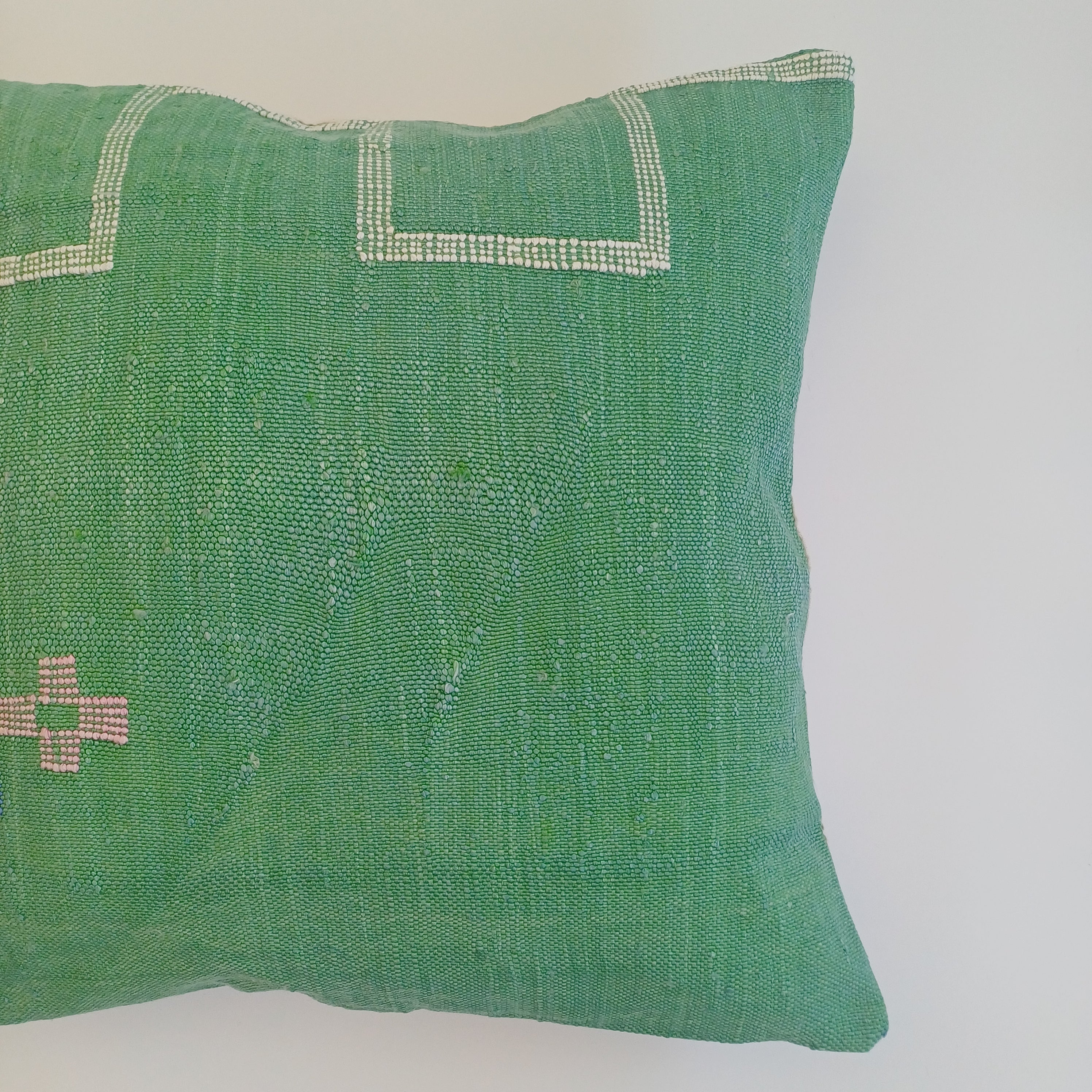 Moroccan Handmade Green Cactus Silk Cushion Cover 20''x20'' / 50x50 CM