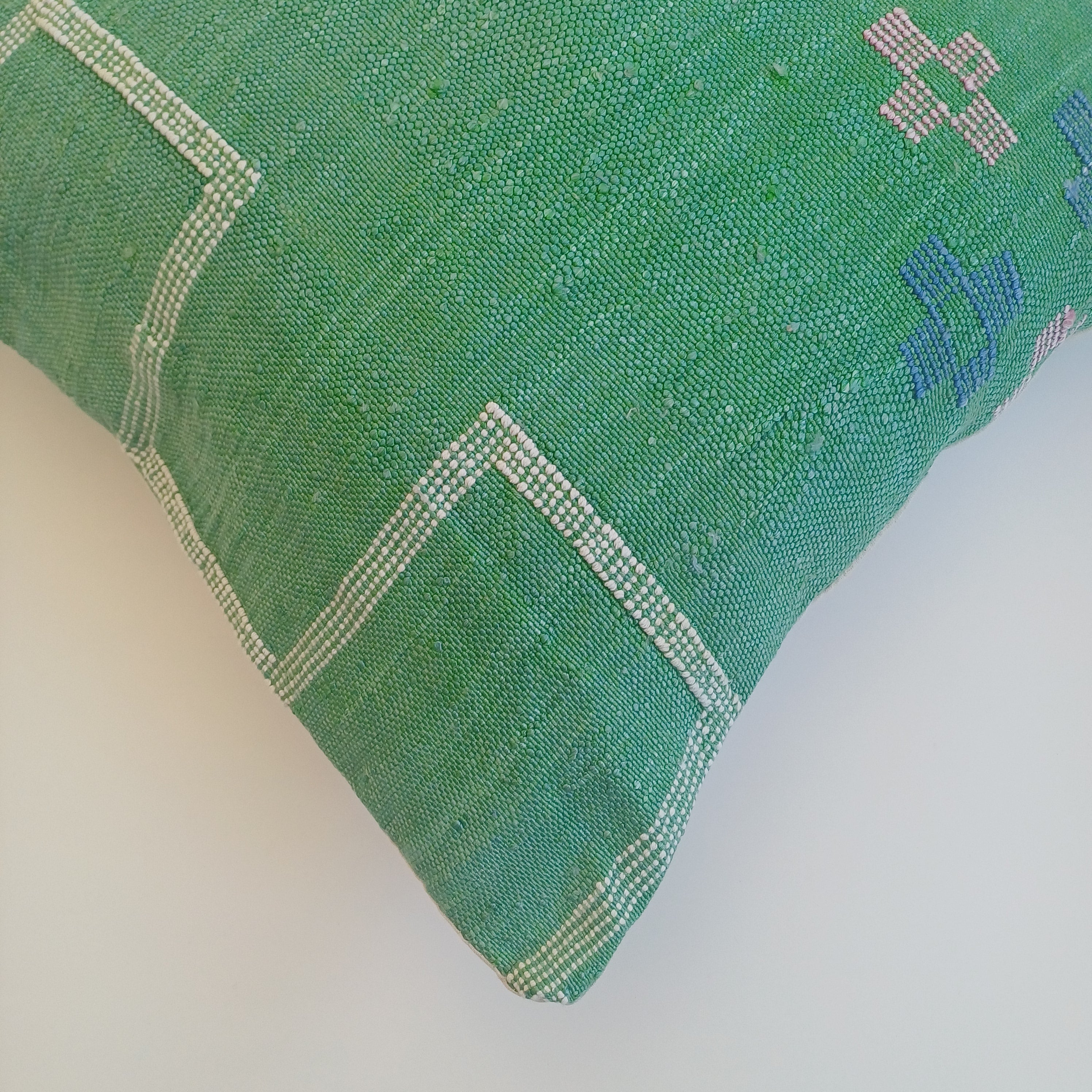 Moroccan Handmade Green Cactus Silk Cushion Cover 20''x20'' / 50x50 CM