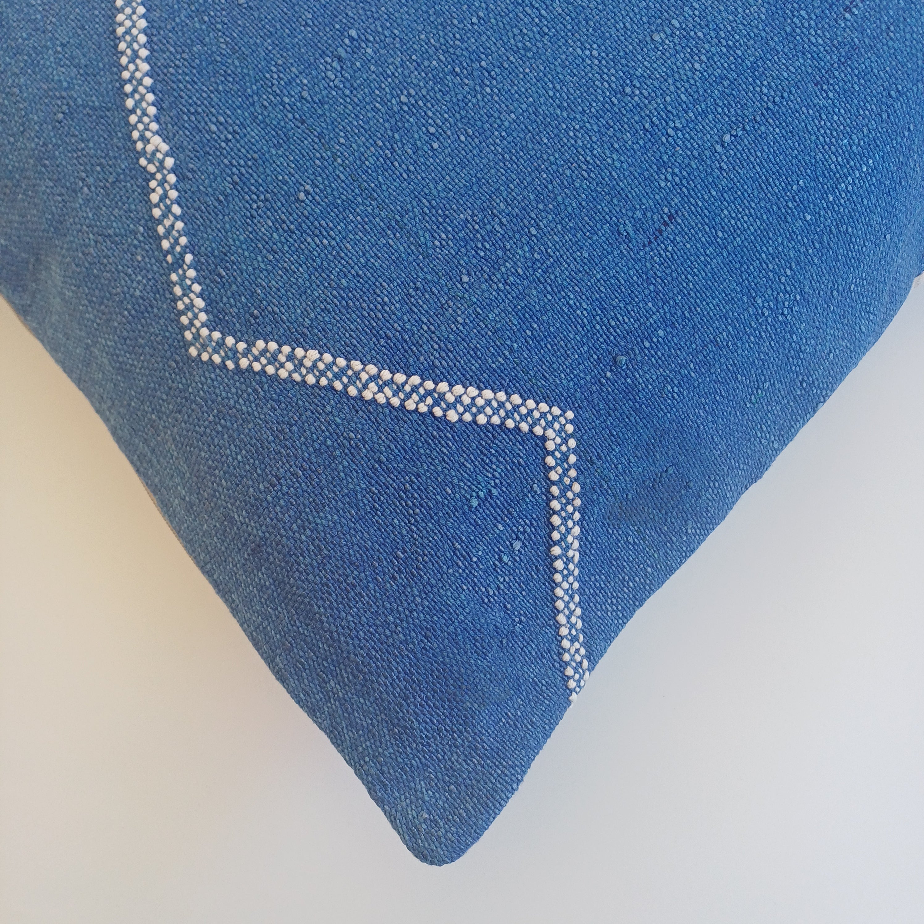 Moroccan Handmade Royal Blue Cactus Silk Cushion Cover 20''x20'' / 50x50 CM