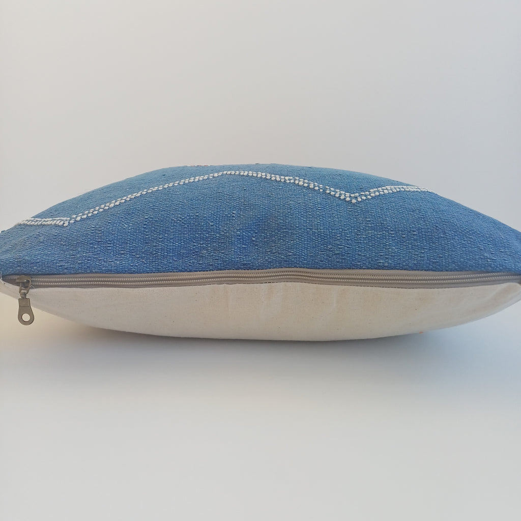 Moroccan Handmade Royal Blue Cactus Silk Cushion Cover 20''x20'' / 50x50 CM