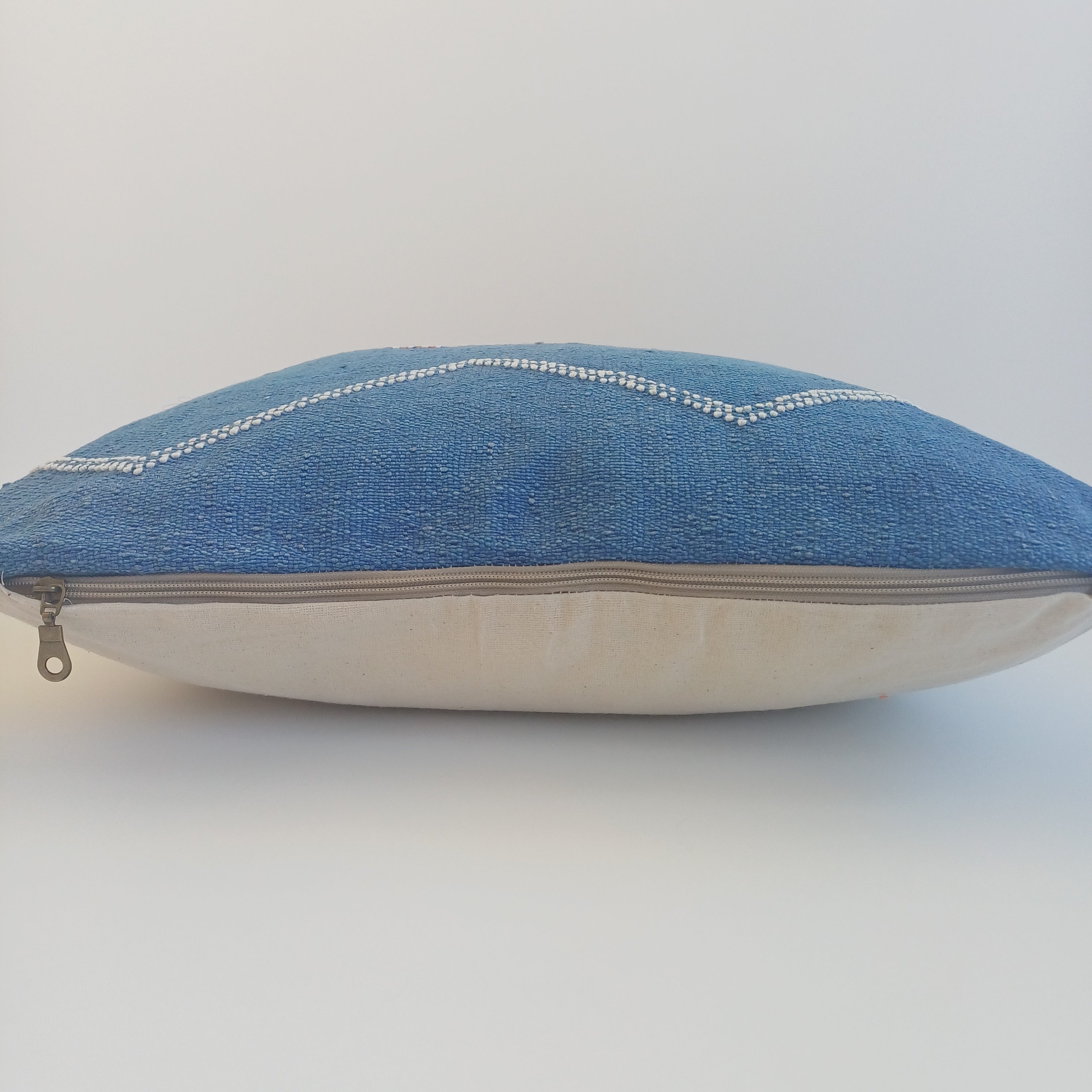 Moroccan Handmade Royal Blue Cactus Silk Cushion Cover 20''x20'' / 50x50 CM