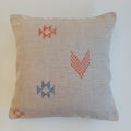 Moroccan Handmade Oatmeal Cactus Silk Cushion Cover 20''x20'' / 50x50 CM