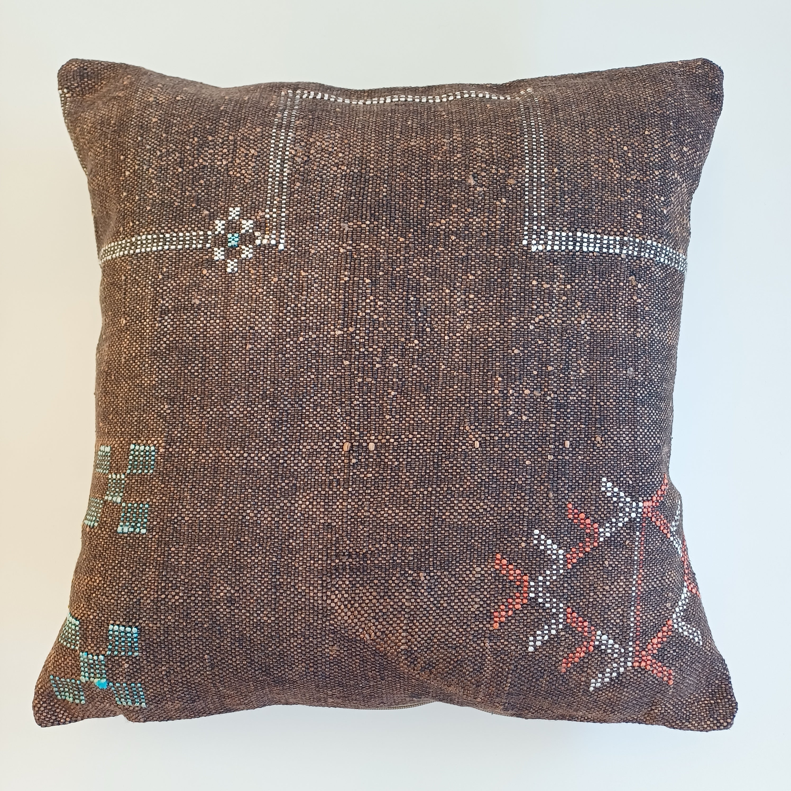 Moroccan Handmade Brown Cactus Silk Cushion Cover 20''x20'' / 50x50 CM
