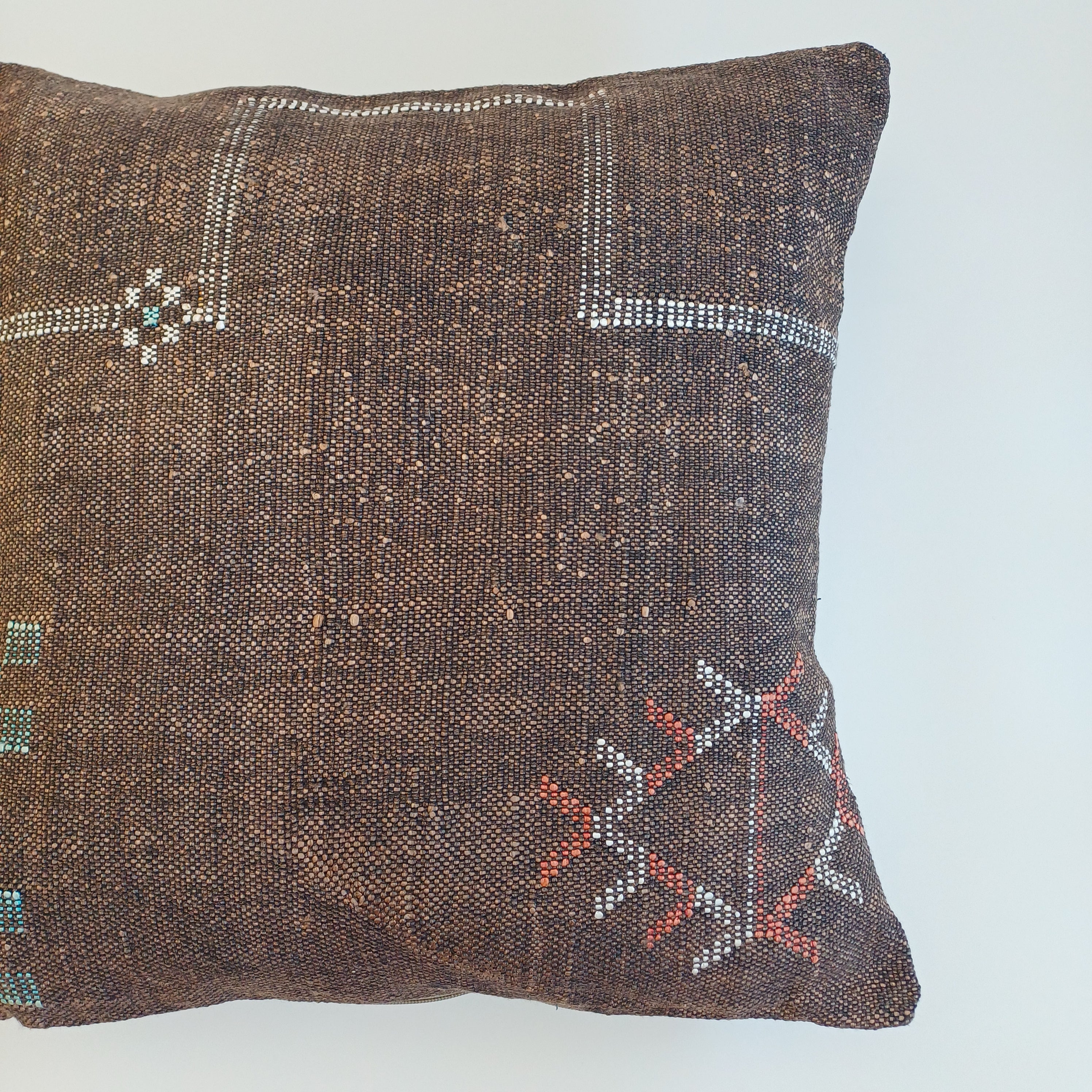 Moroccan Handmade Brown Cactus Silk Cushion Cover 20''x20'' / 50x50 CM