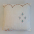 Moroccan Handmade Cream White Cactus Silk Cushion Cover 20''x20'' / 50x50 CM