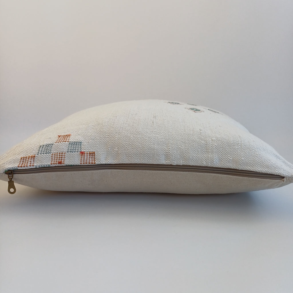 Moroccan Handmade Cream White Cactus Silk Cushion Cover 20''x20'' / 50x50 CM