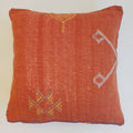 Moroccan Handmade Orange Red Cactus Silk Cushion Cover 20''x20'' / 50x50 CM