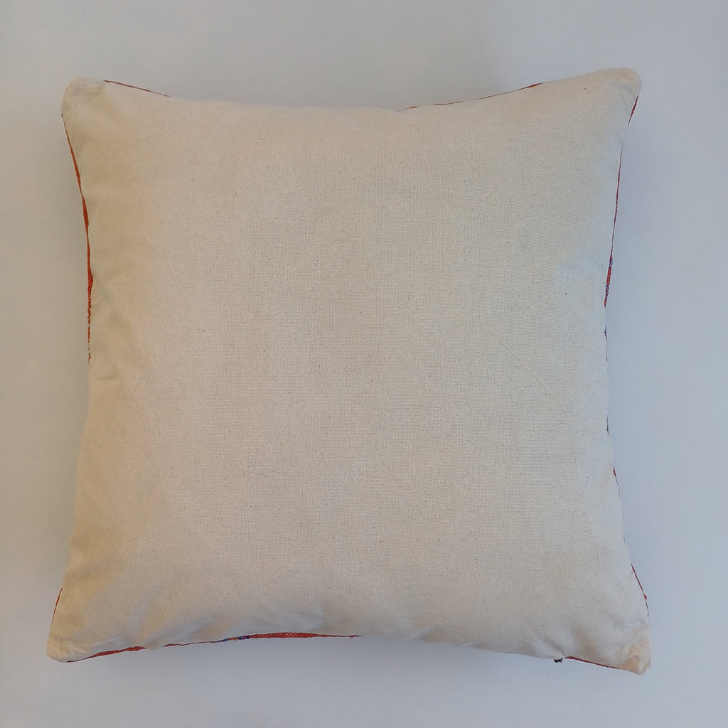 Moroccan Handmade Orange Red Cactus Silk Cushion Cover 20''x20'' / 50x50 CM