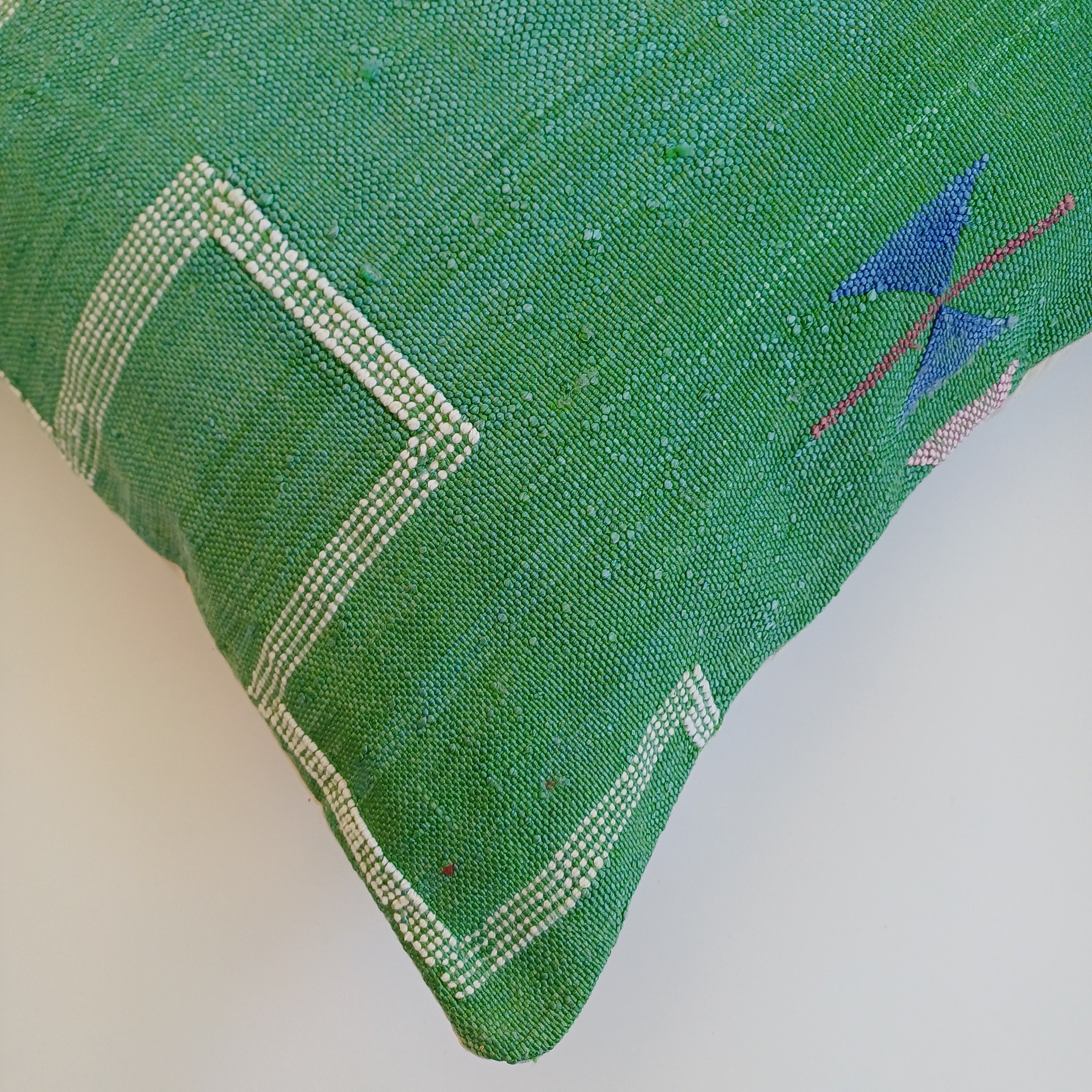 Moroccan Handmade Green Cactus Silk Cushion Cover 20''x20'' / 50x50 CM