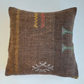 Moroccan Handmade Charcoal Brown Cactus Silk Cushion Cover 20''x20'' / 50x50 CM
