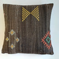 Moroccan Handmade Charcoal Brown Cactus Silk Cushion Cover 20''x20'' / 50x50 CM