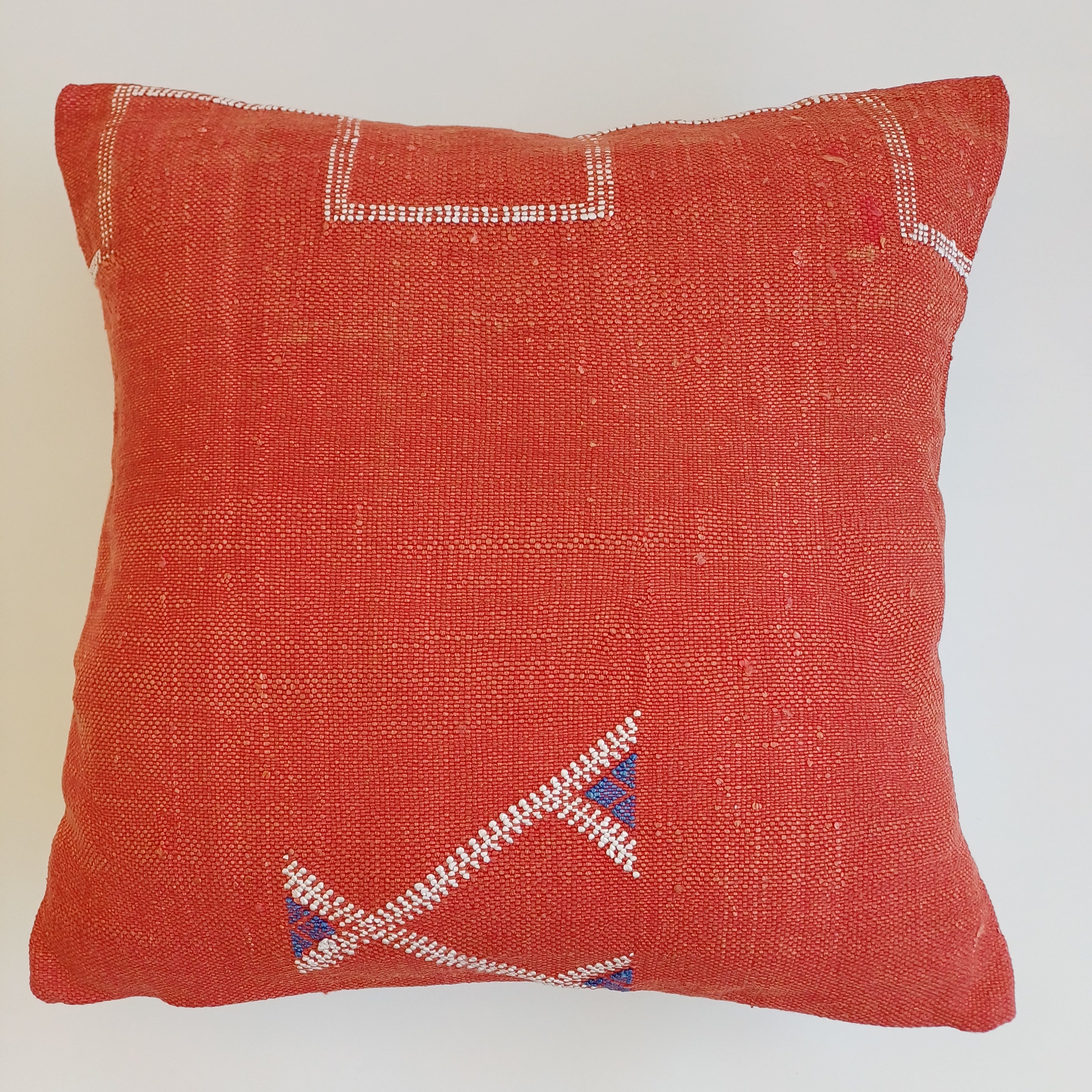 Moroccan Handmade Red Cactus Silk Cushion Cover 20''x20'' / 50x50 CM