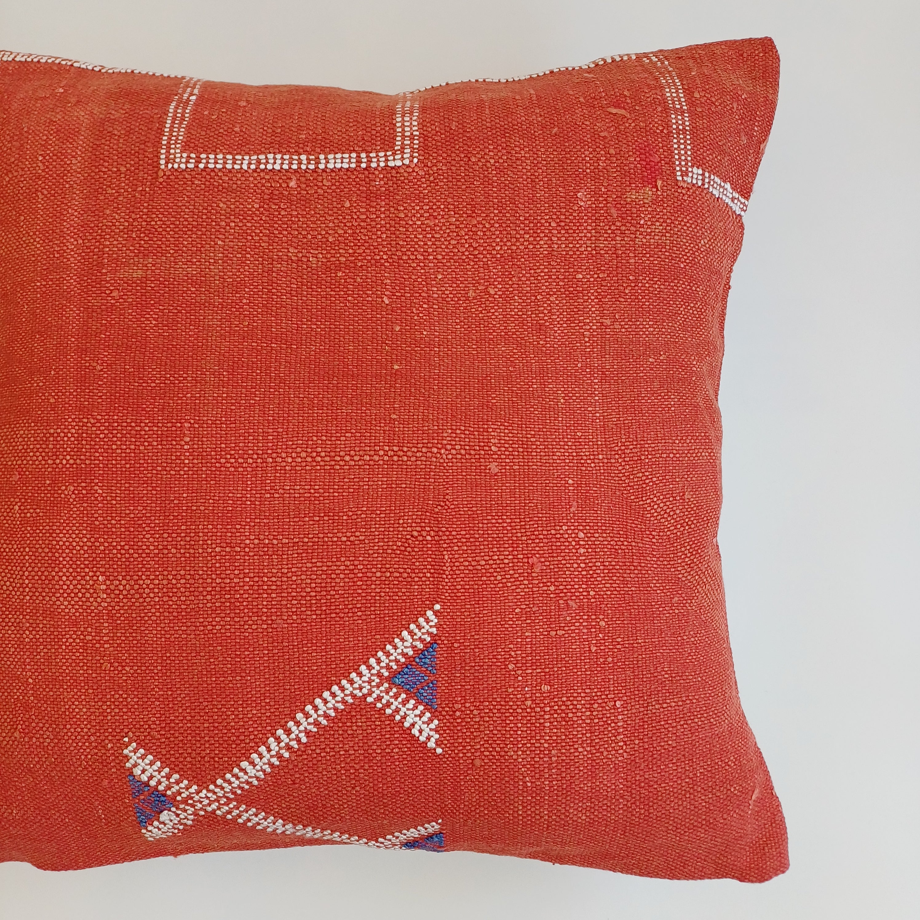 Moroccan Handmade Red Cactus Silk Cushion Cover 20''x20'' / 50x50 CM
