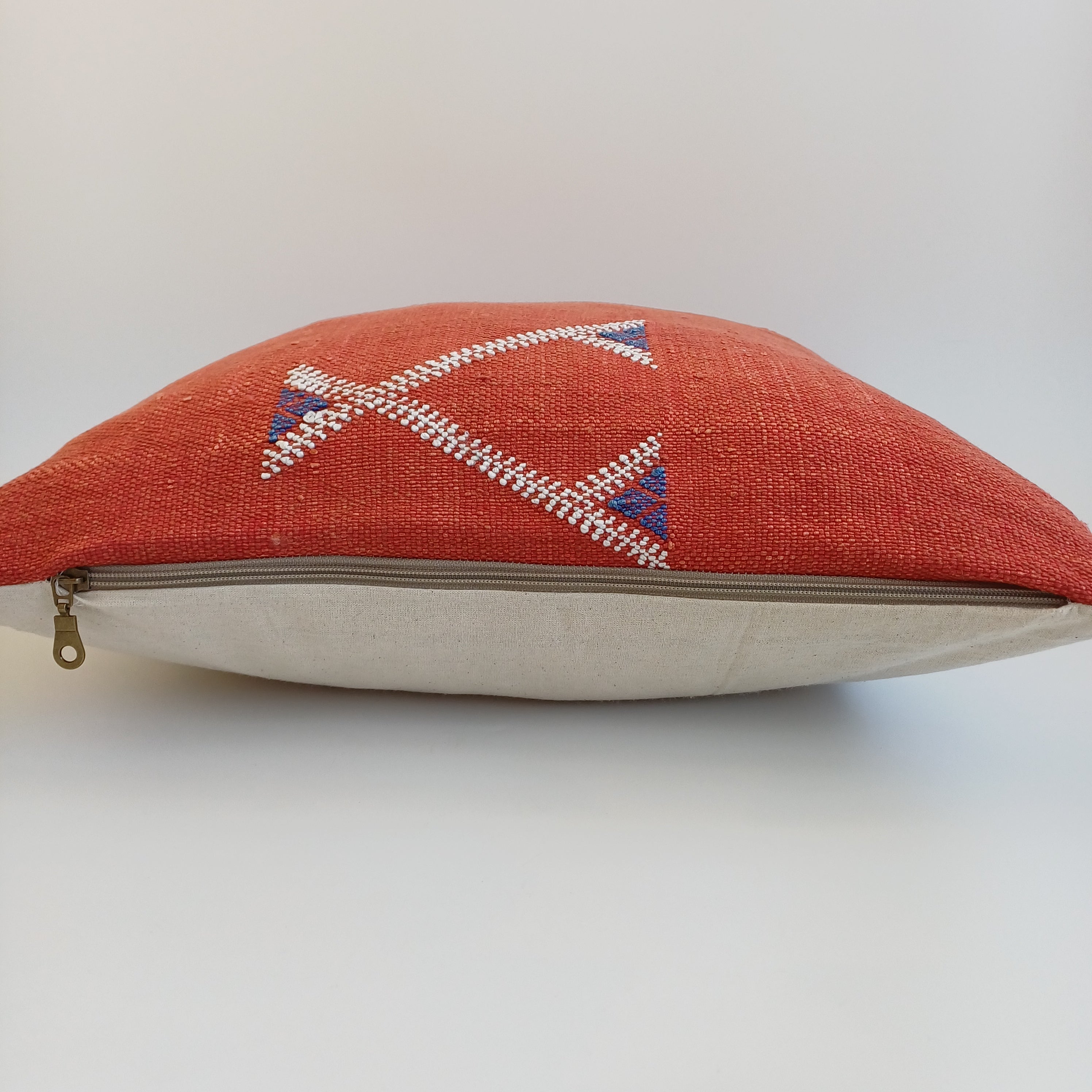Moroccan Handmade Red Cactus Silk Cushion Cover 20''x20'' / 50x50 CM