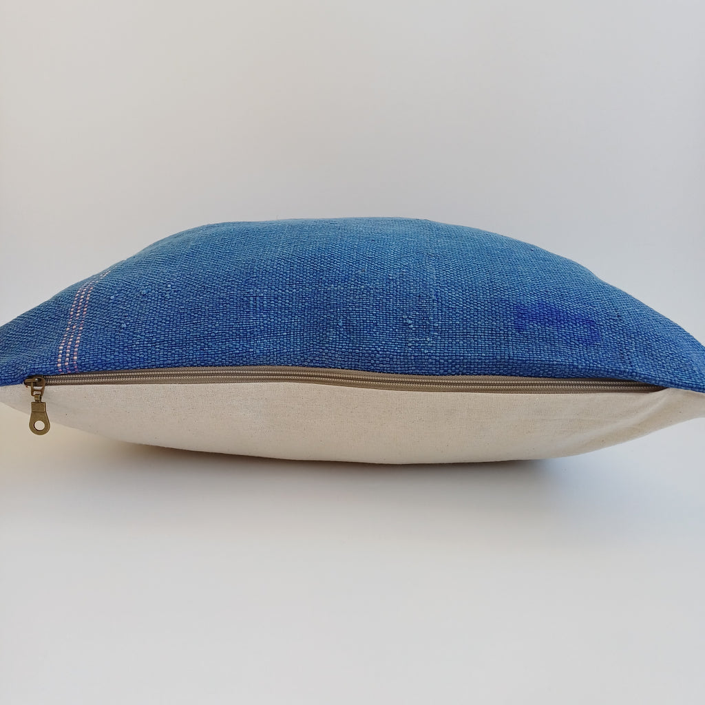 Moroccan Handmade Royal Blue Cactus Silk Cushion Cover 20''x20'' / 50x50 CM