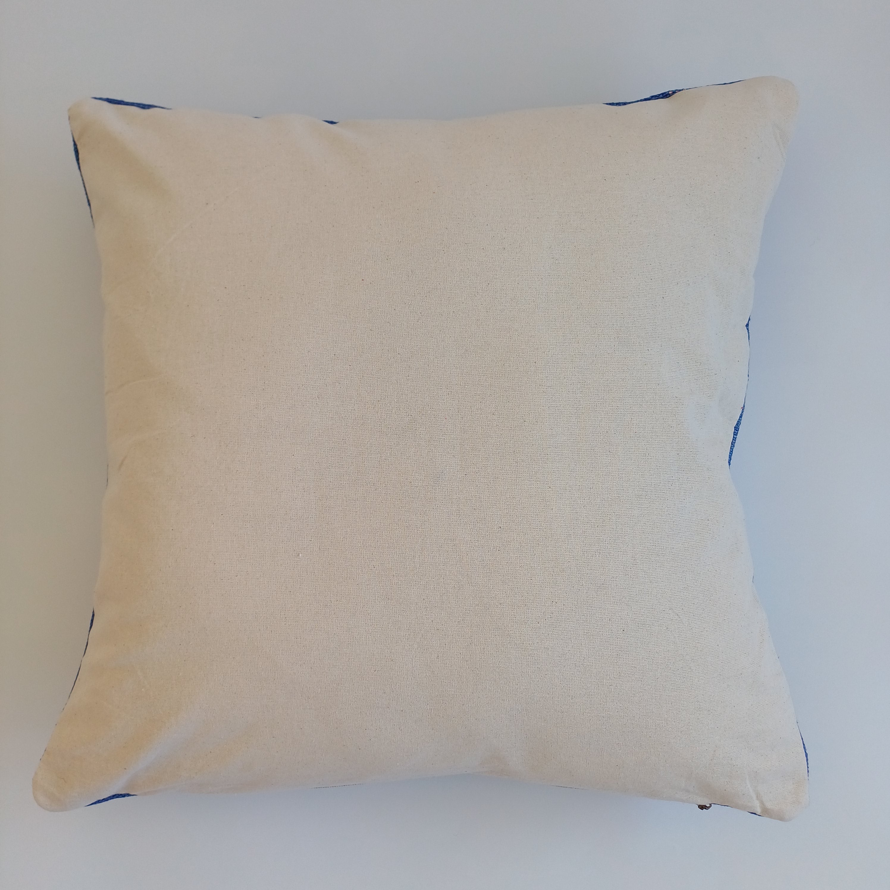 Moroccan Handmade Royal Blue Cactus Silk Cushion Cover 20''x20'' / 50x50 CM