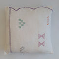 Moroccan Handmade Cream White Cactus Silk Cushion Cover 20''x20'' / 50x50 CM