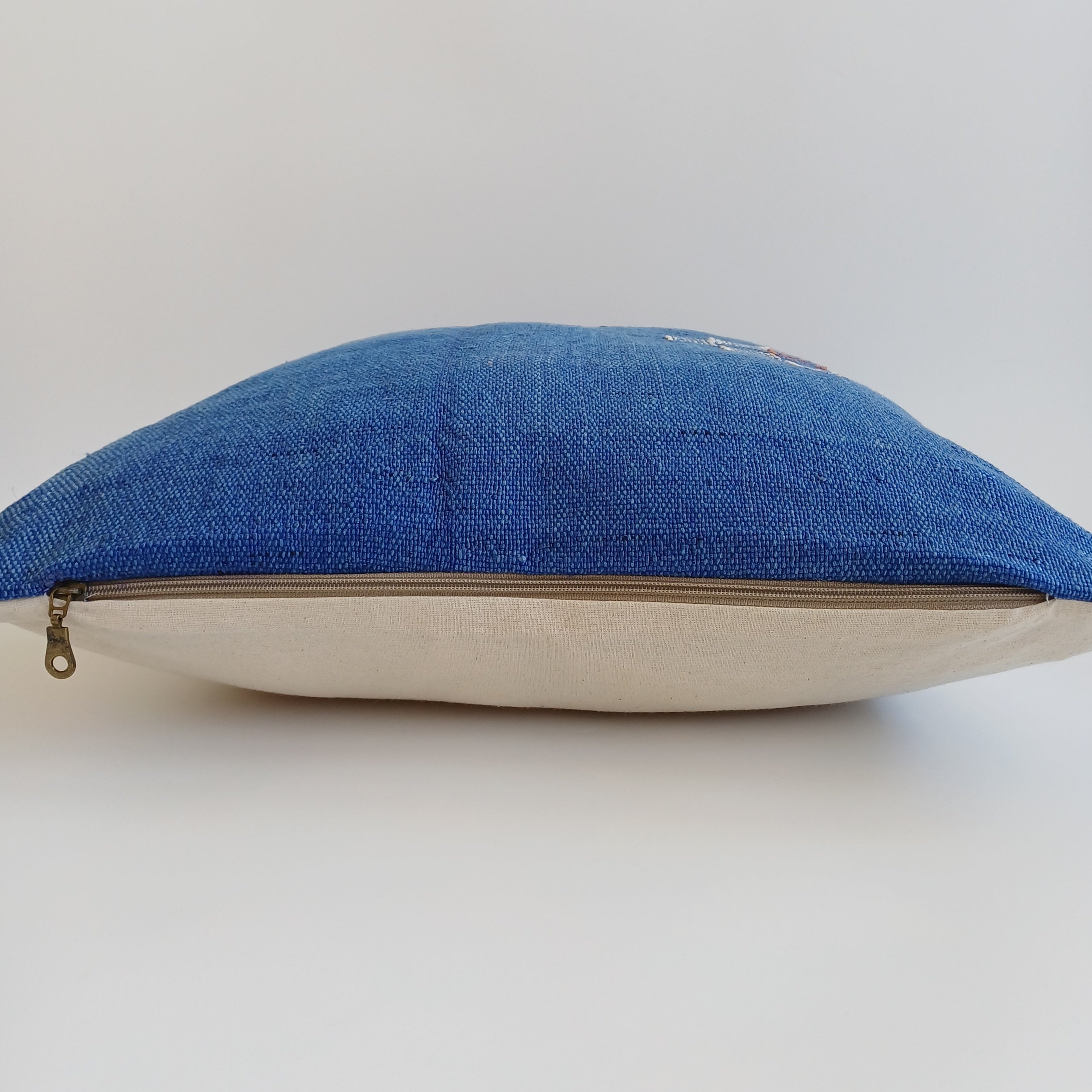 Moroccan Handmade Royal Blue Cactus Silk Cushion Cover 20''x20'' / 50x50 CM